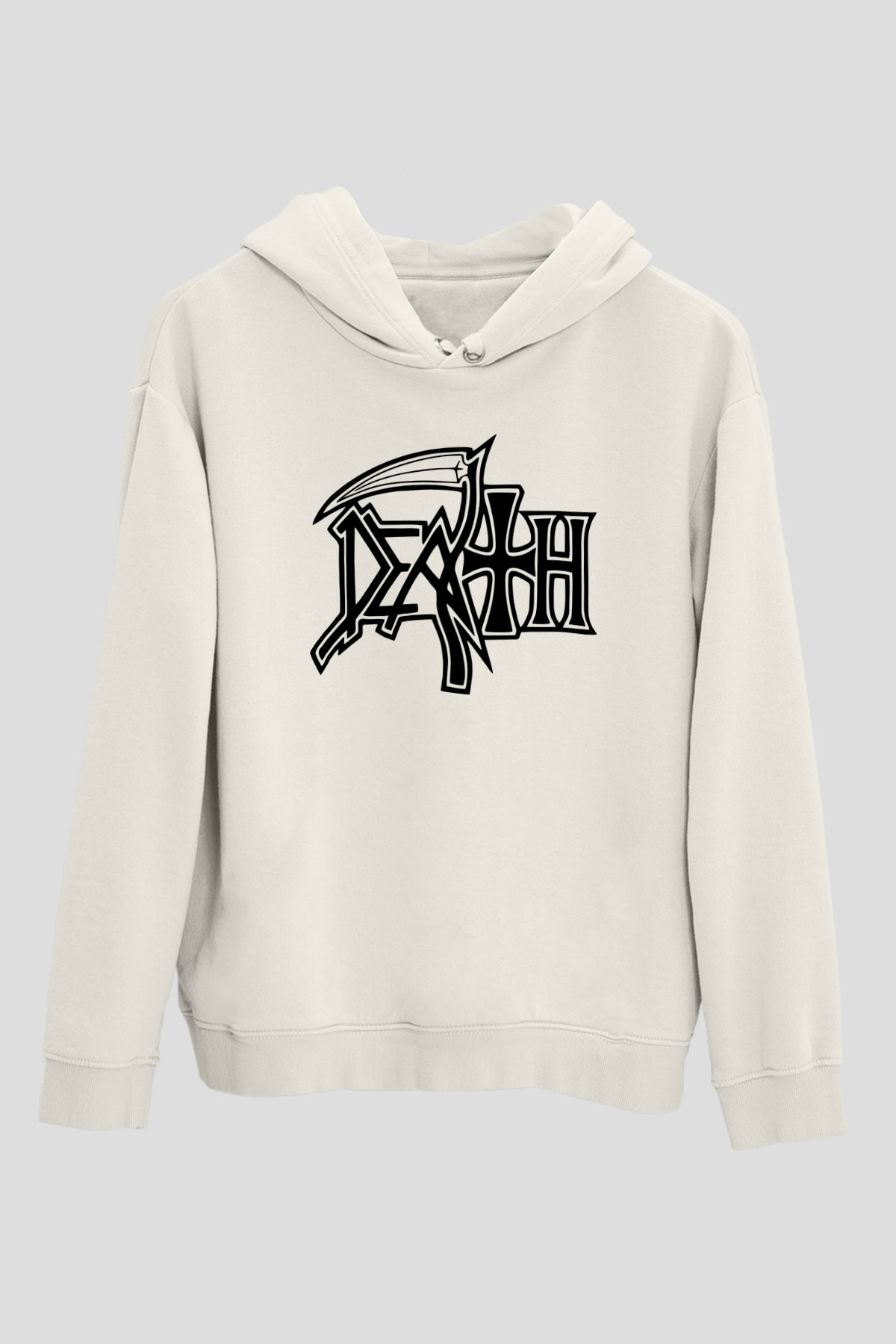 Death Beyaz Unisex Kapşonlu Sweatshirt