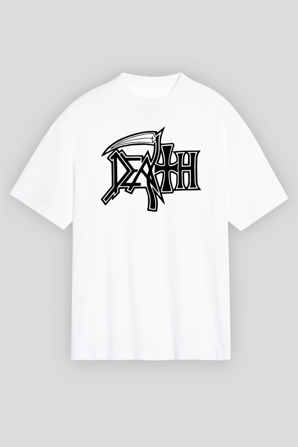 Death Beyaz Unisex Oversize Tişört T-Shirt
