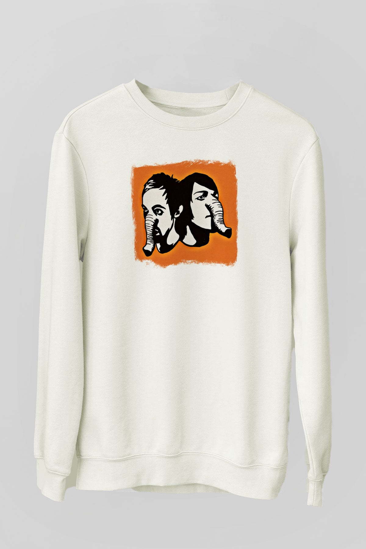 Death from Above Baskılı Unisex Beyaz Sweatshirt