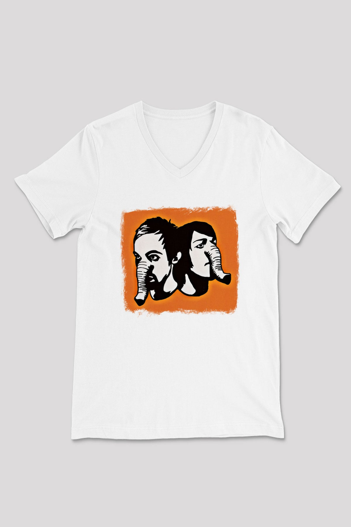 Death from Above Baskılı Unisex Beyaz V Yaka Tişört