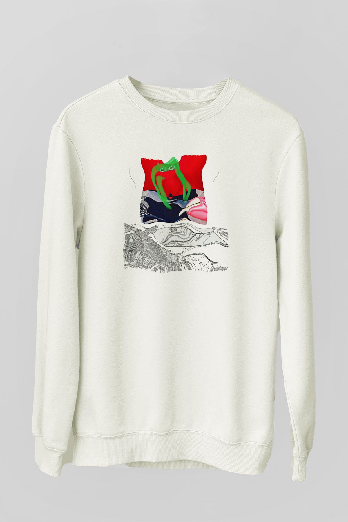 Death Grips Baskılı Beyaz Unisex Sweatshirt