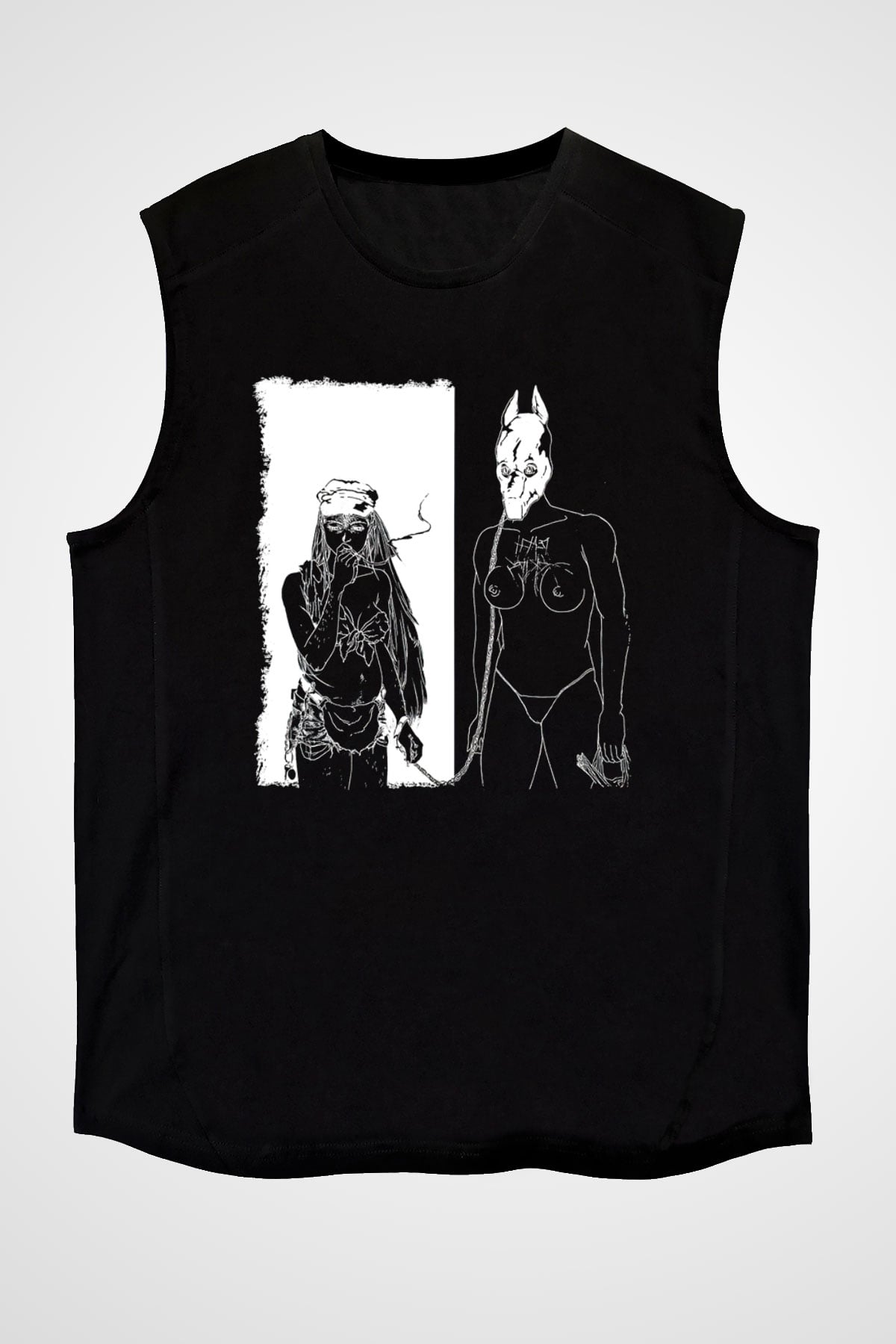Death Grips Baskılı Unisex Siyah Kolsuz Tişört - Tshirt