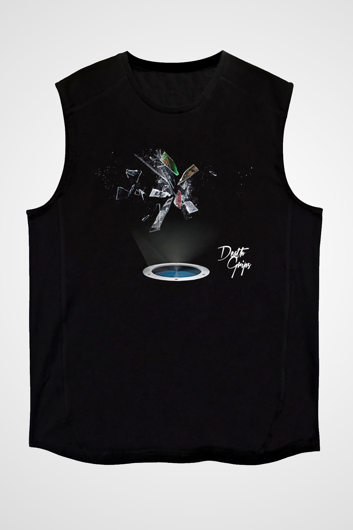 Death Grips Baskılı Unisex Siyah Kolsuz Tişört - Tshirt
