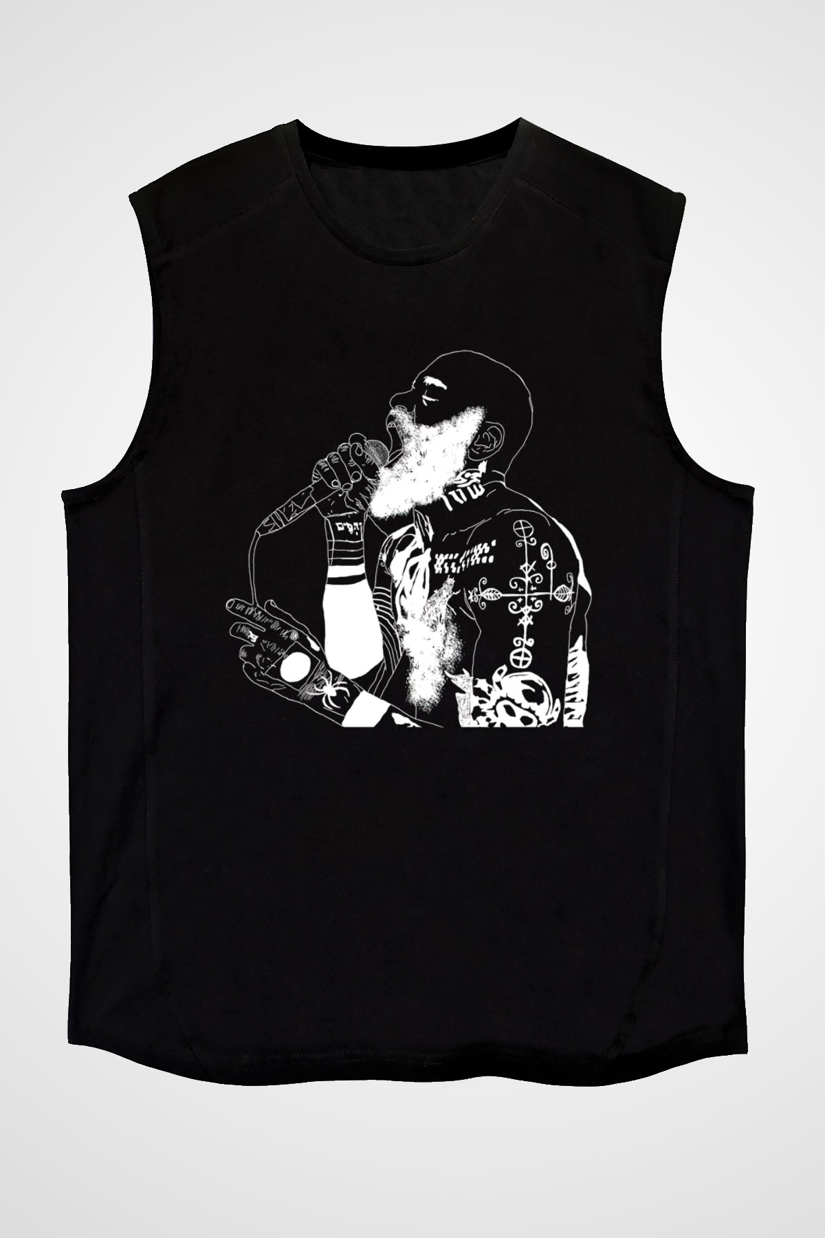 Death Grips Baskılı Unisex Siyah Kolsuz Tişört - Tshirt