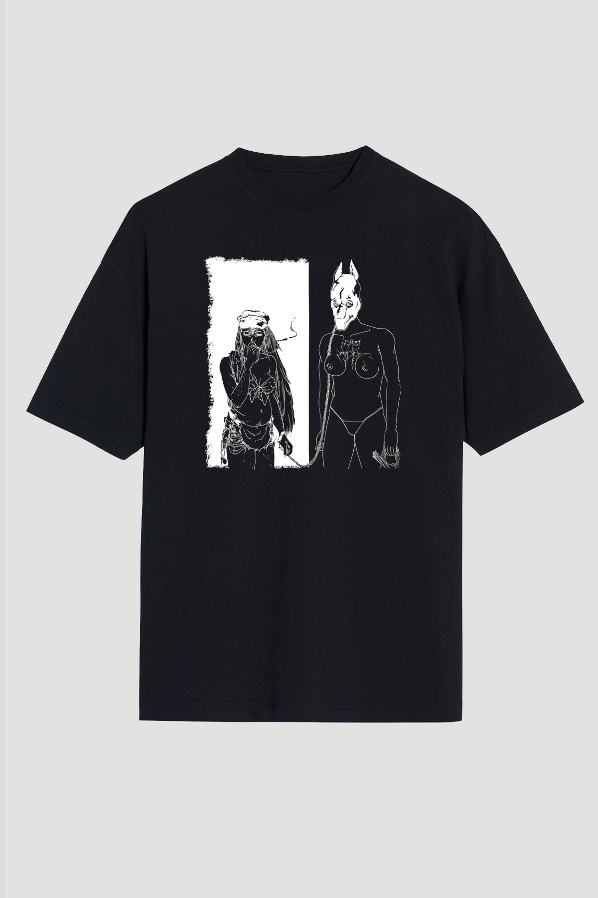 Death Grips Baskılı Unisex Siyah Oversize Tişört - Tshirt