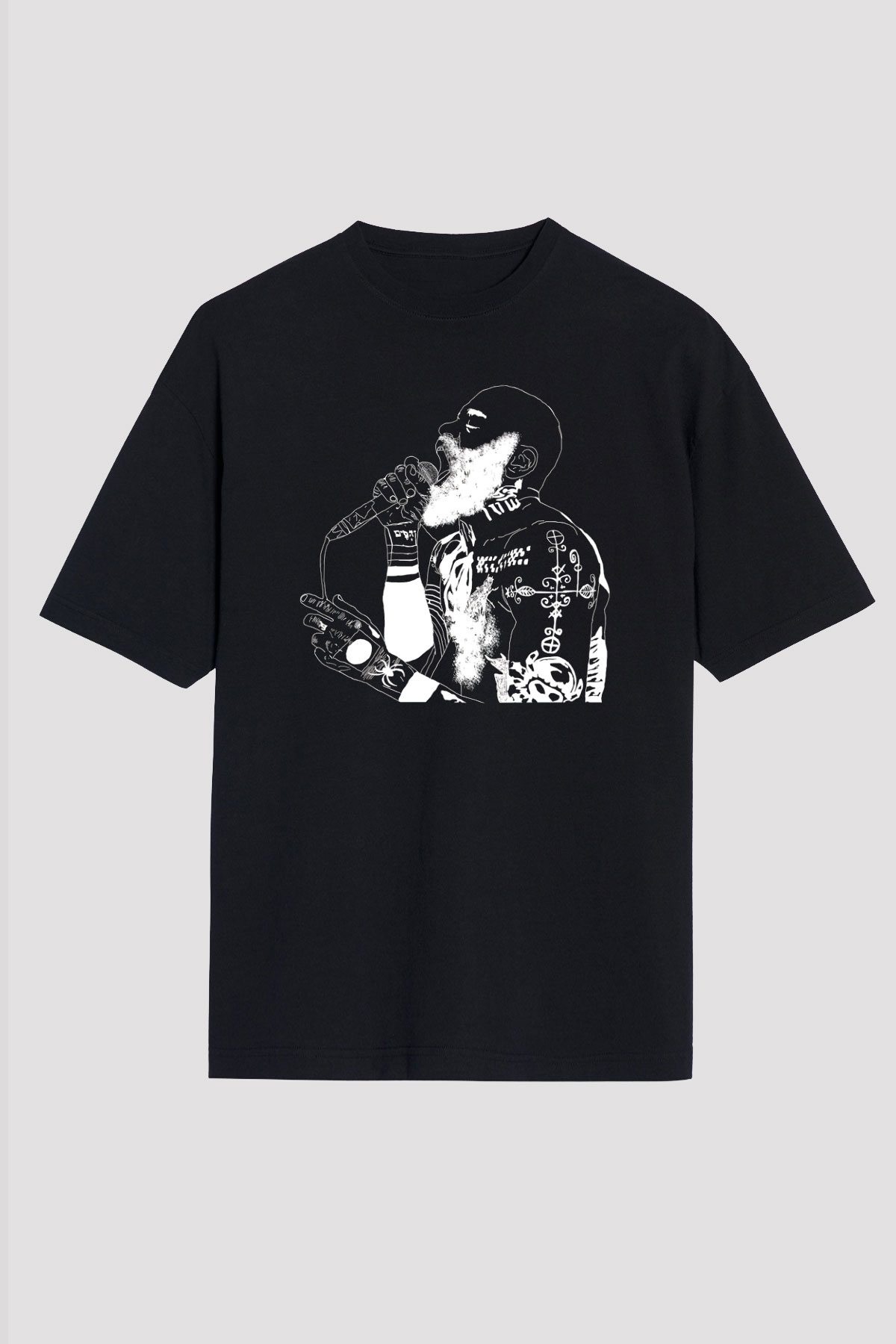 Death Grips Baskılı Unisex Siyah Oversize Tişört - Tshirt