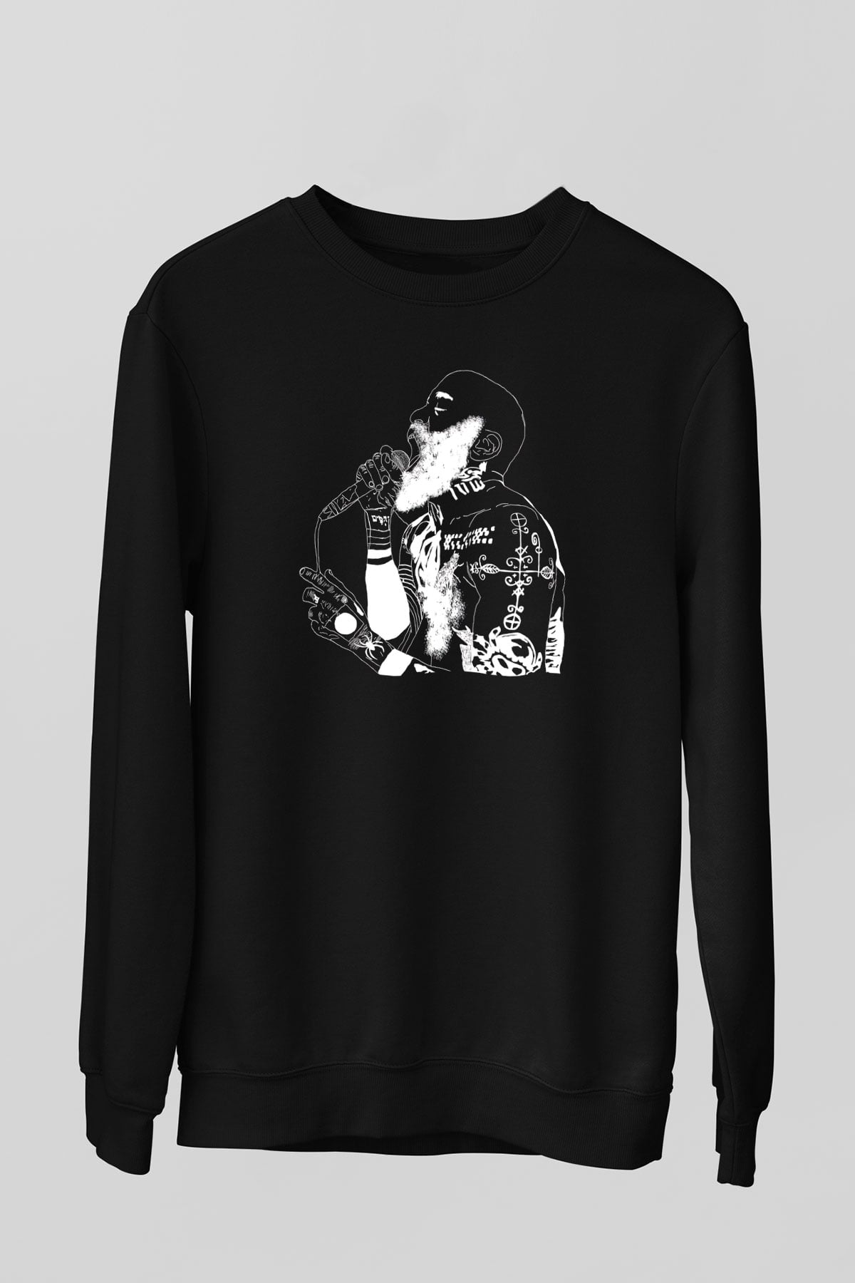 Death Grips Baskılı Unisex Siyah Sweatshirt