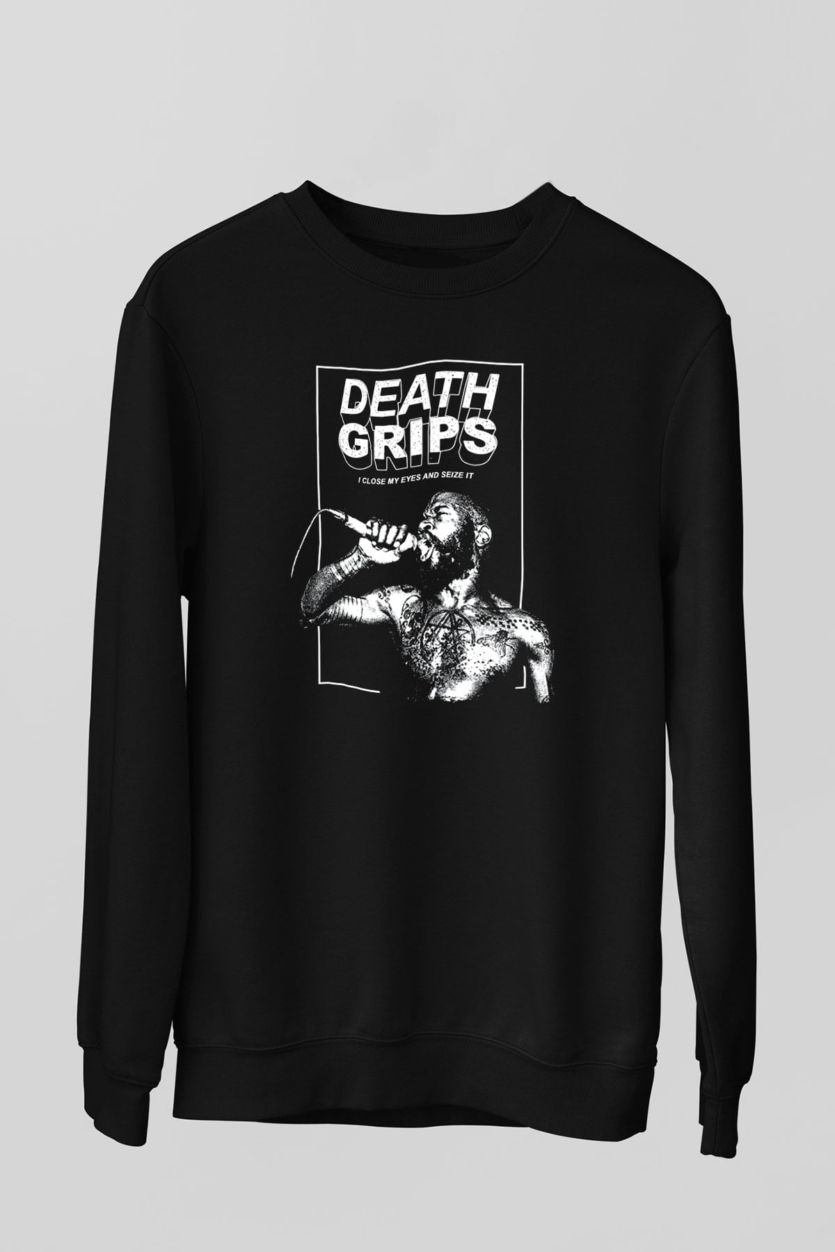 Death Grips Baskılı Unisex Siyah Sweatshirt