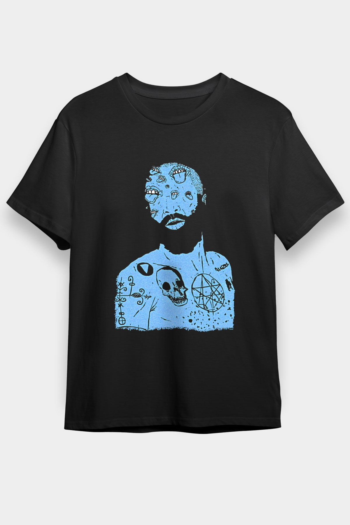 Death Grips Baskılı Unisex Siyah Tişört - Tshirt