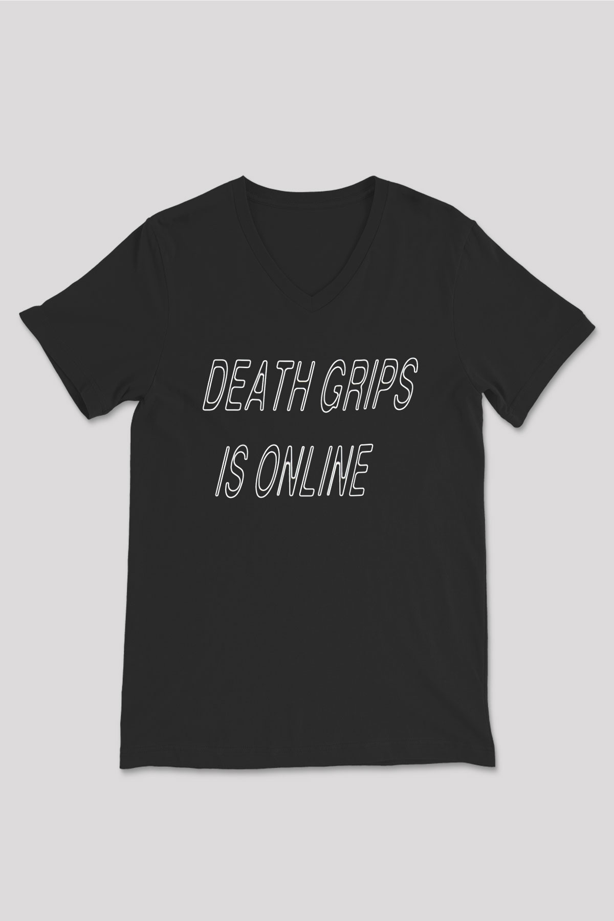 Death Grips Baskılı Unisex Siyah V Yaka Tişört - Tshirt