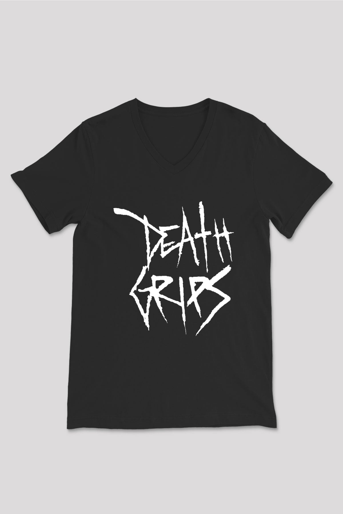 Death Grips Baskılı Unisex Siyah V Yaka Tişört - Tshirt
