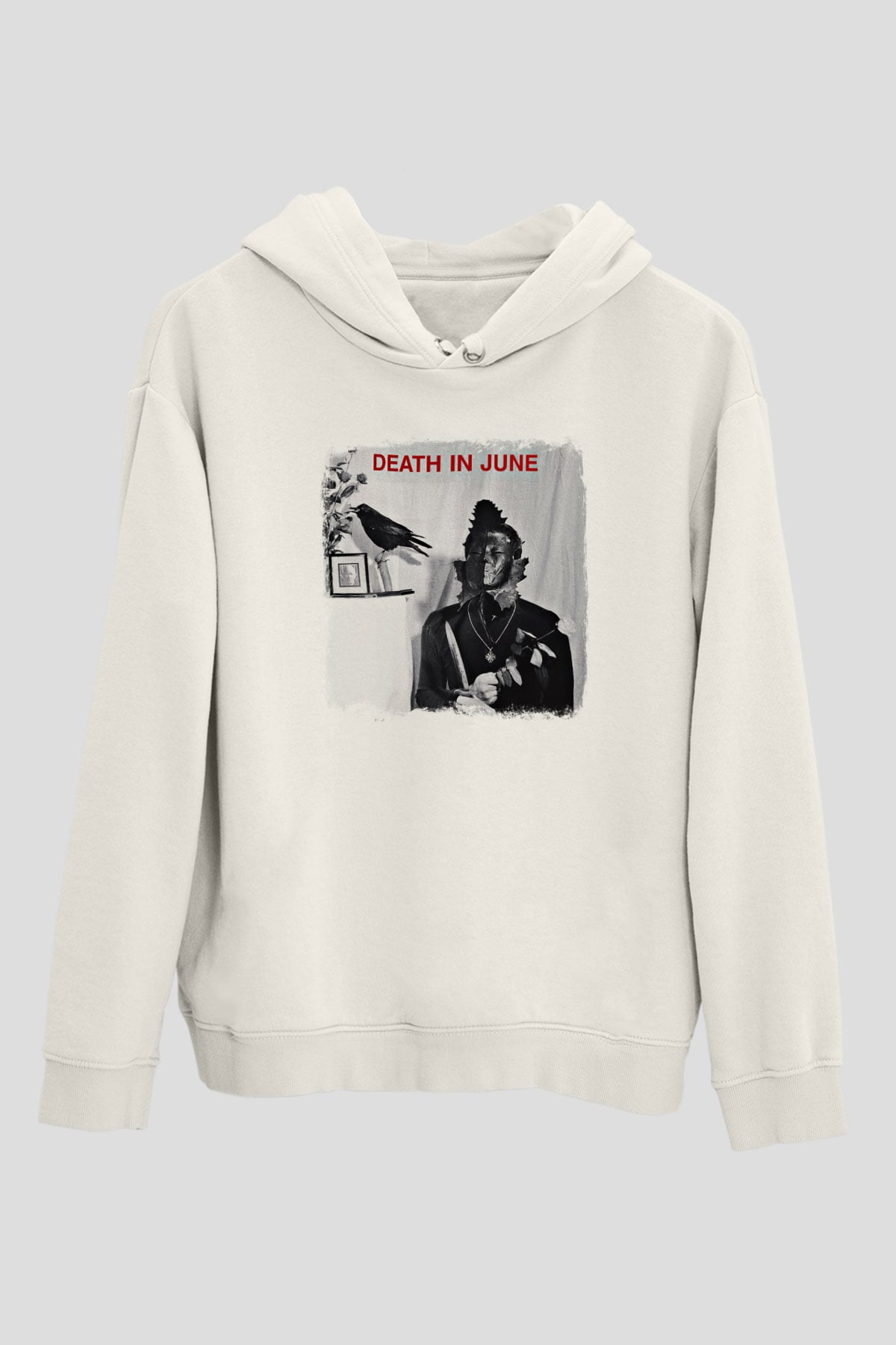 Death in June Baskılı Unisex Beyaz Hoodie