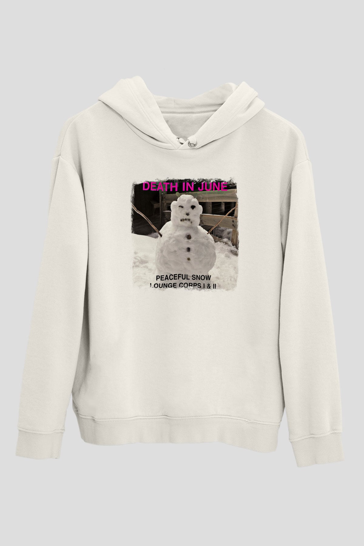 Death in June Baskılı Unisex Beyaz Hoodie