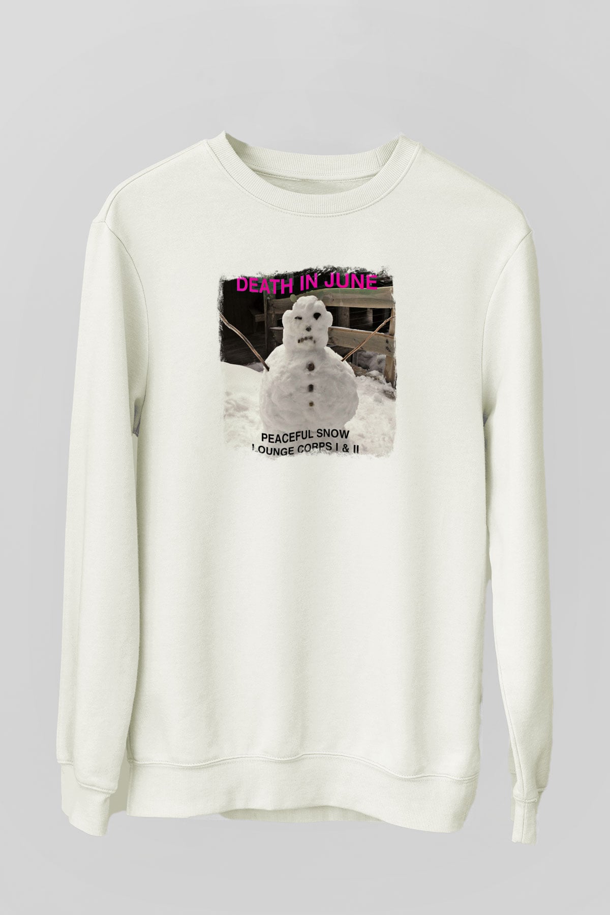 Death in June Baskılı Unisex Beyaz Sweatshirt