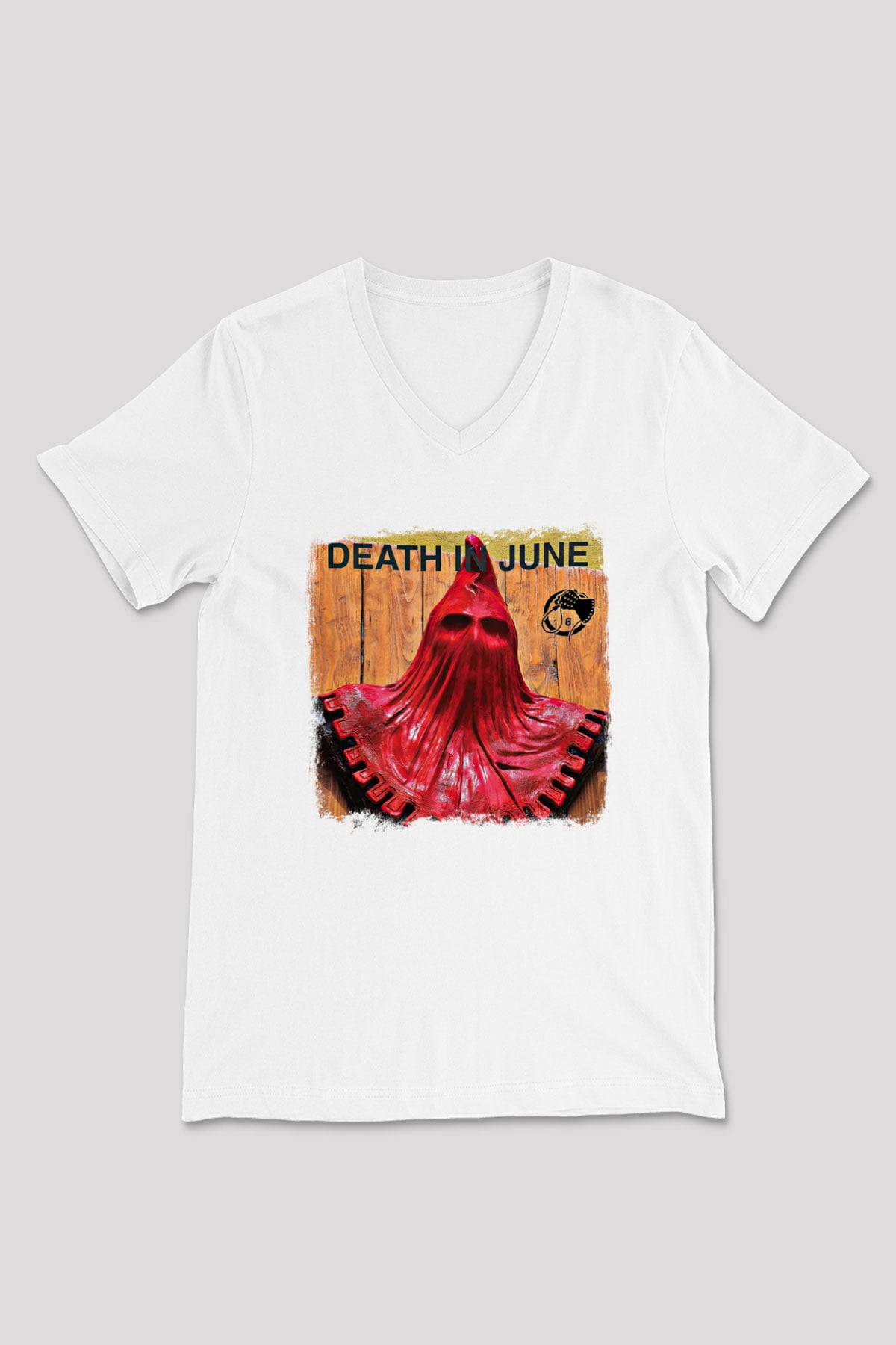 Death in June Baskılı Unisex Beyaz V Yaka Tişört