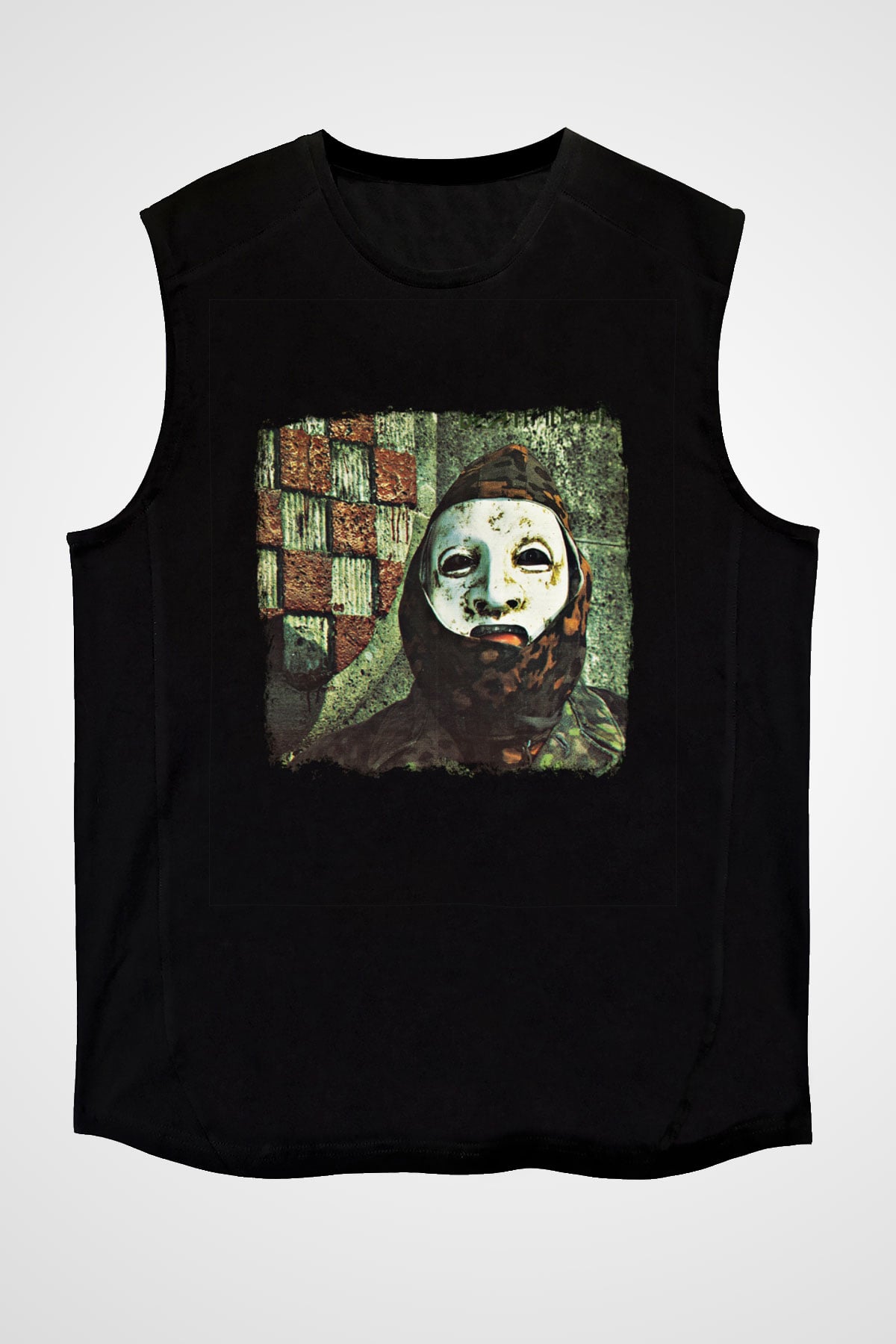Death in June Baskılı Unisex Siyah Kolsuz Tişört