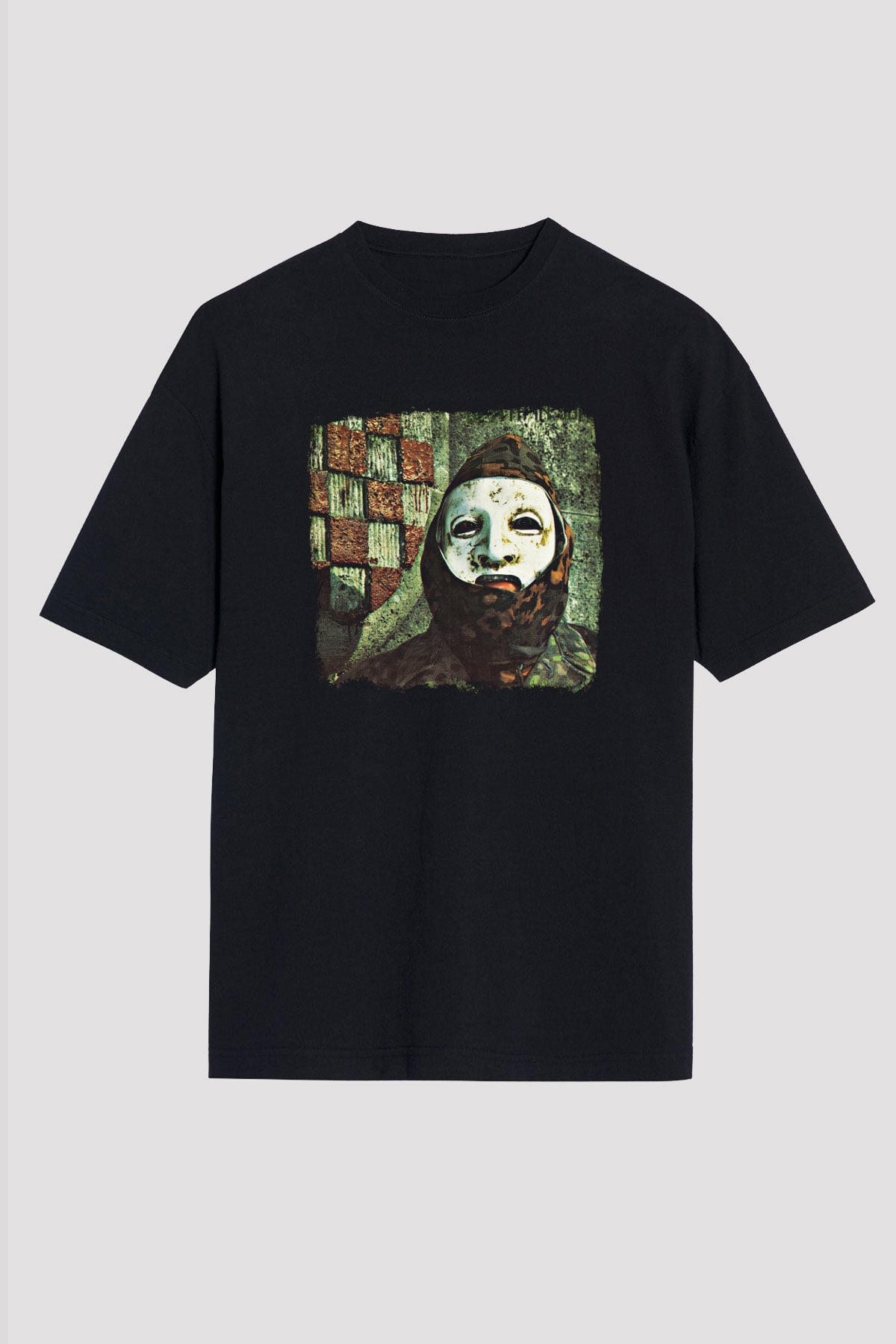 Death in June Baskılı Unisex Siyah Oversize Tişört