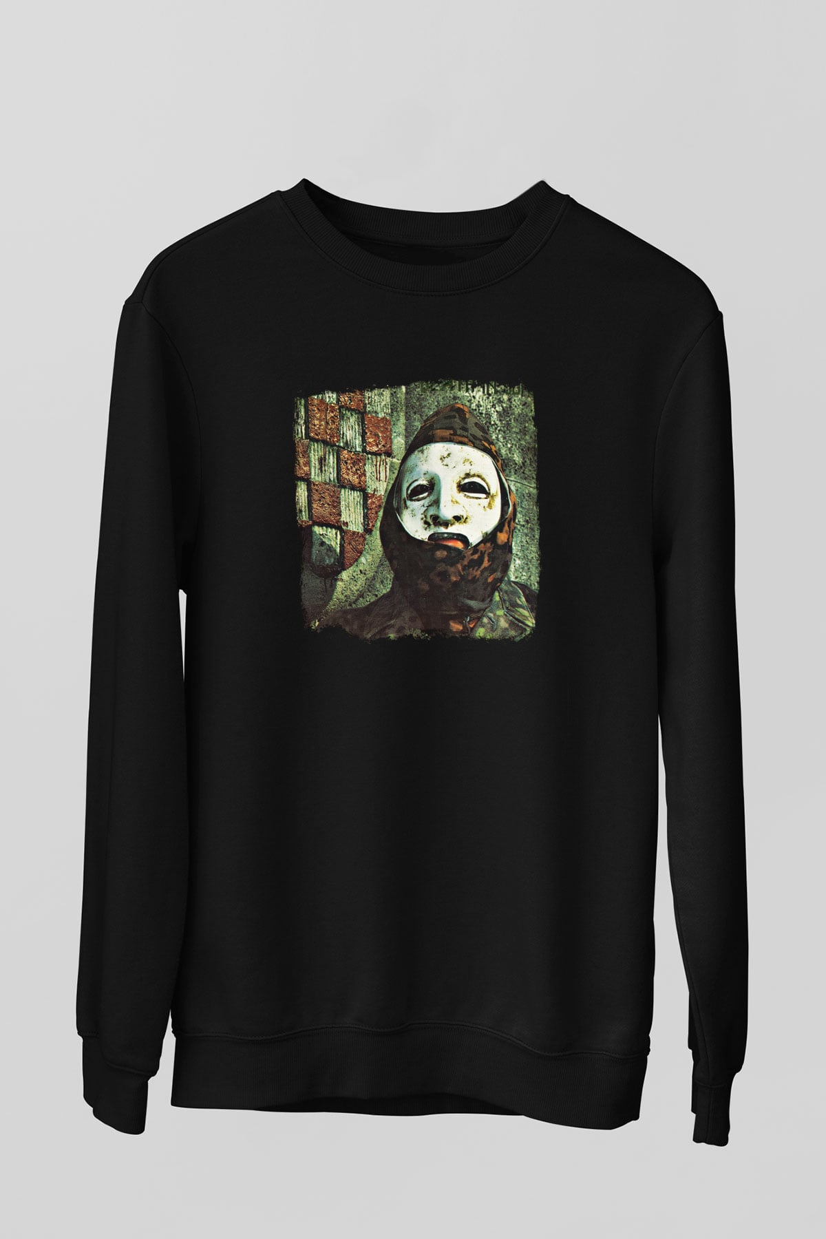 Death in June Baskılı Unisex Siyah Sweatshirt