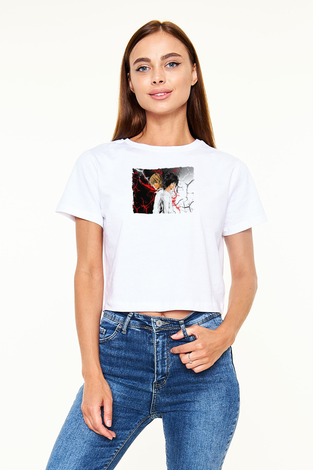 Death Note Beyaz  Crop Top Tişört