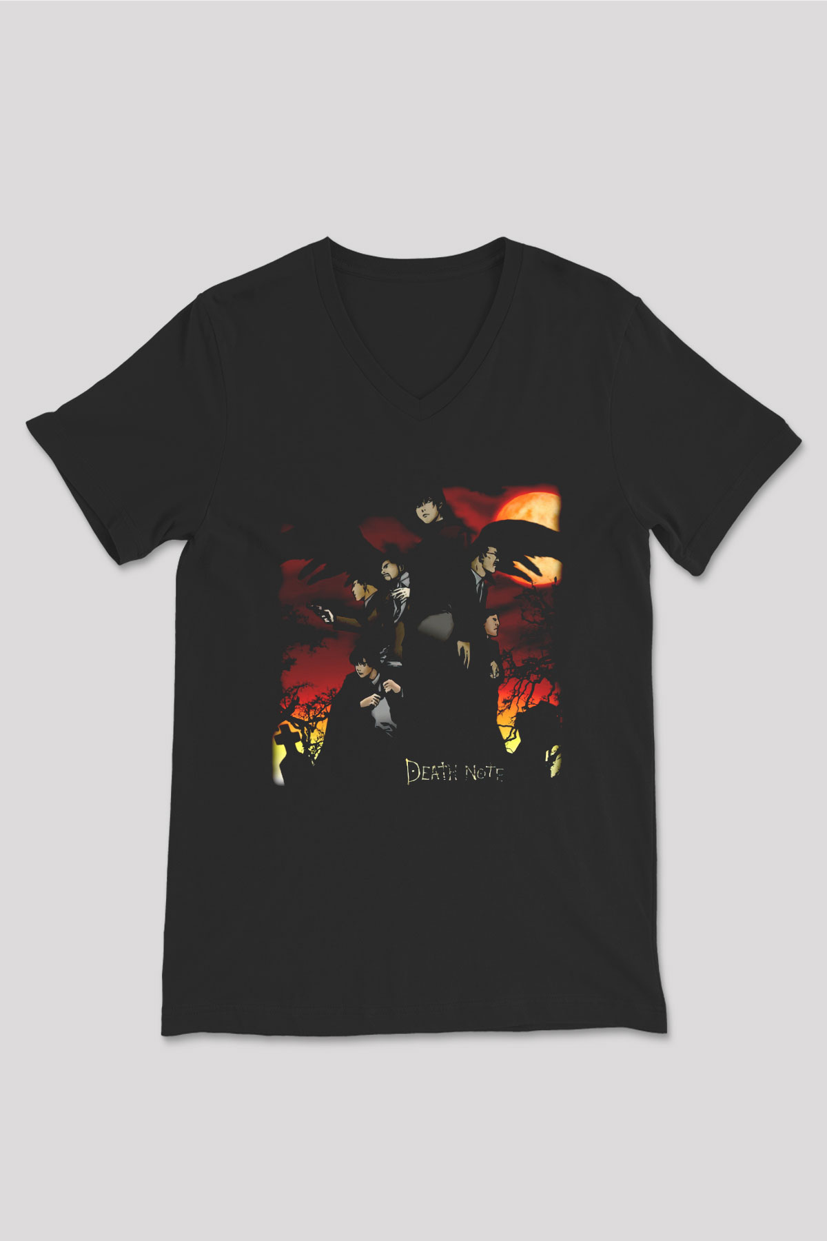 Death Note Siyah Unisex V Yaka Tişört