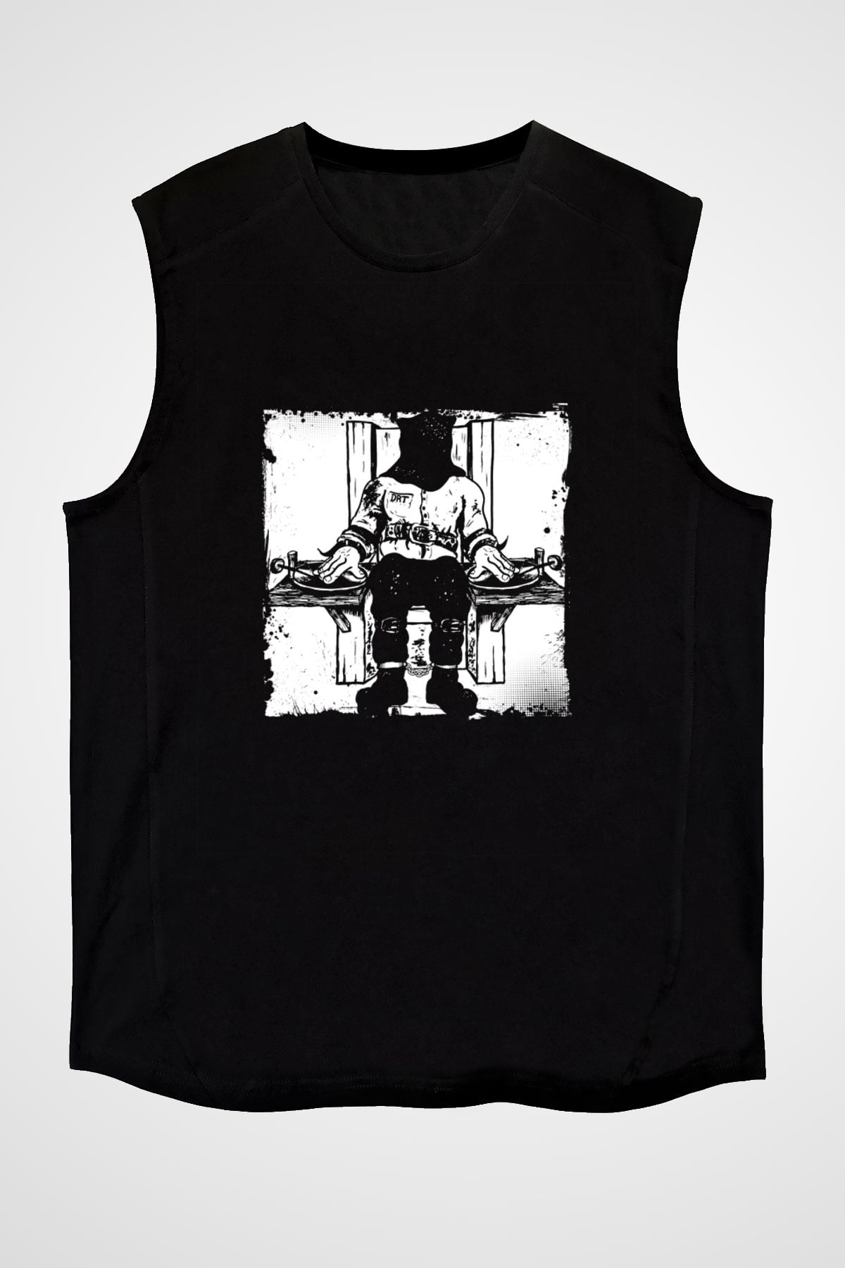 Death Row Records Baskılı Unisex Siyah Kolsuz Tişört