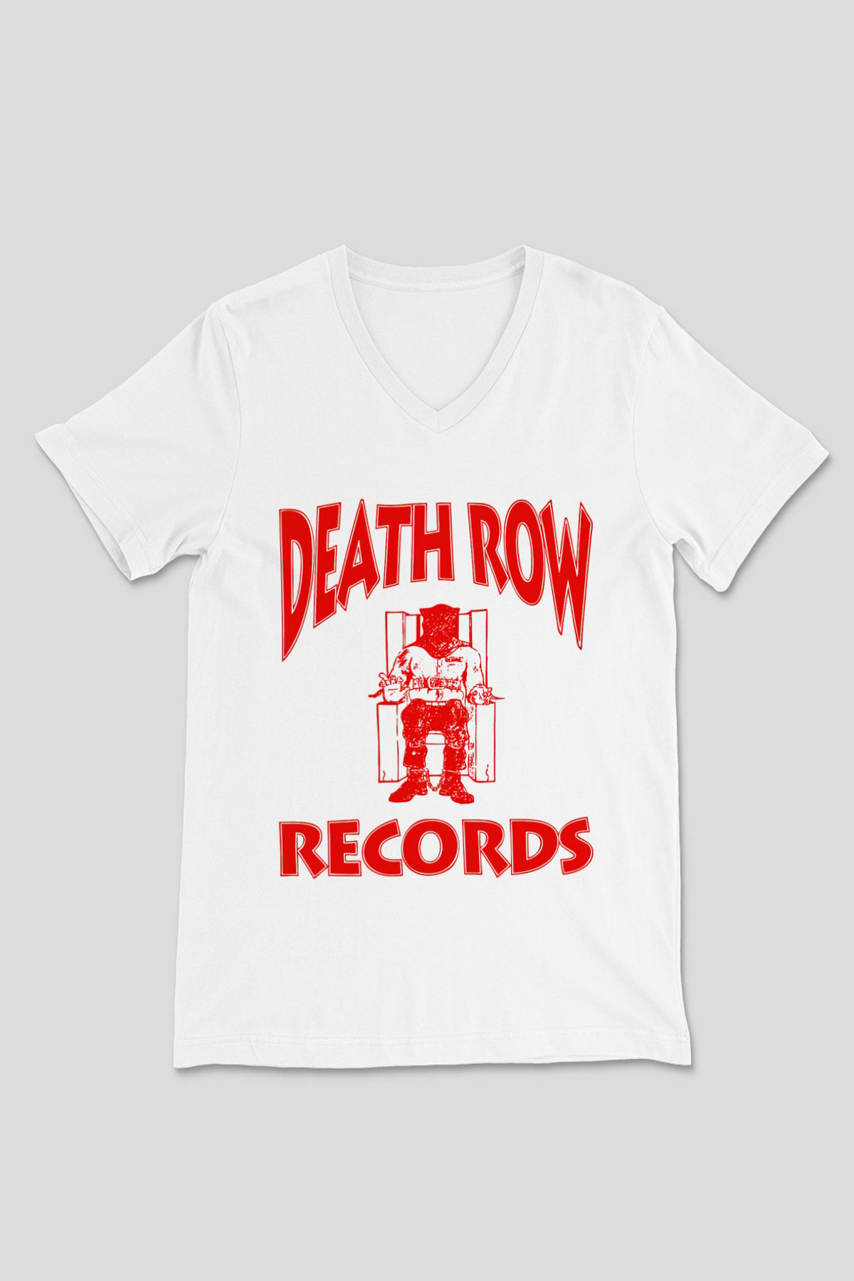 Death Row Records Beyaz Unisex V Yaka Tişört T-Shirt