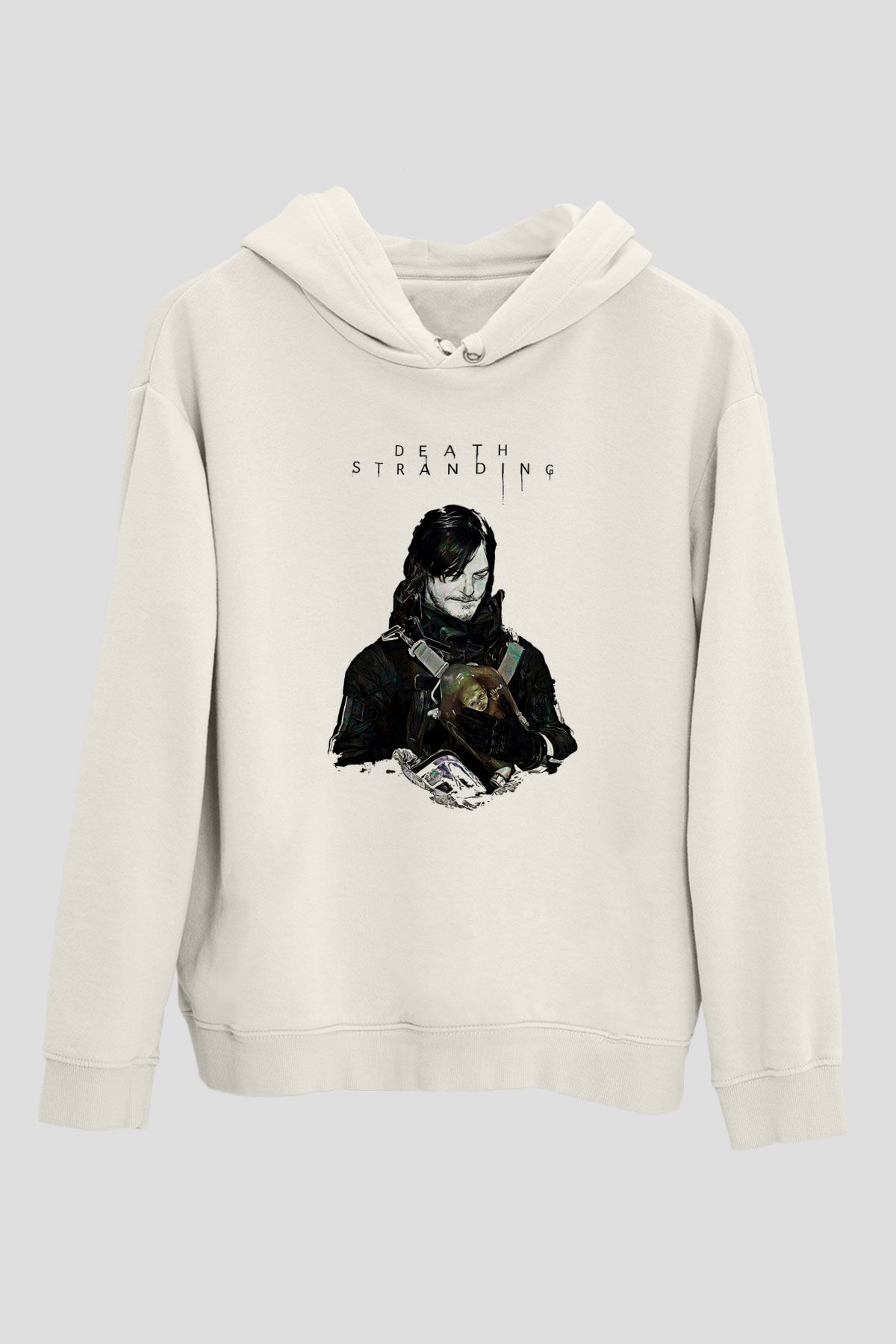 Death Stranding Baskılı Beyaz Unisex Kapüşonlu Sweatshirt
