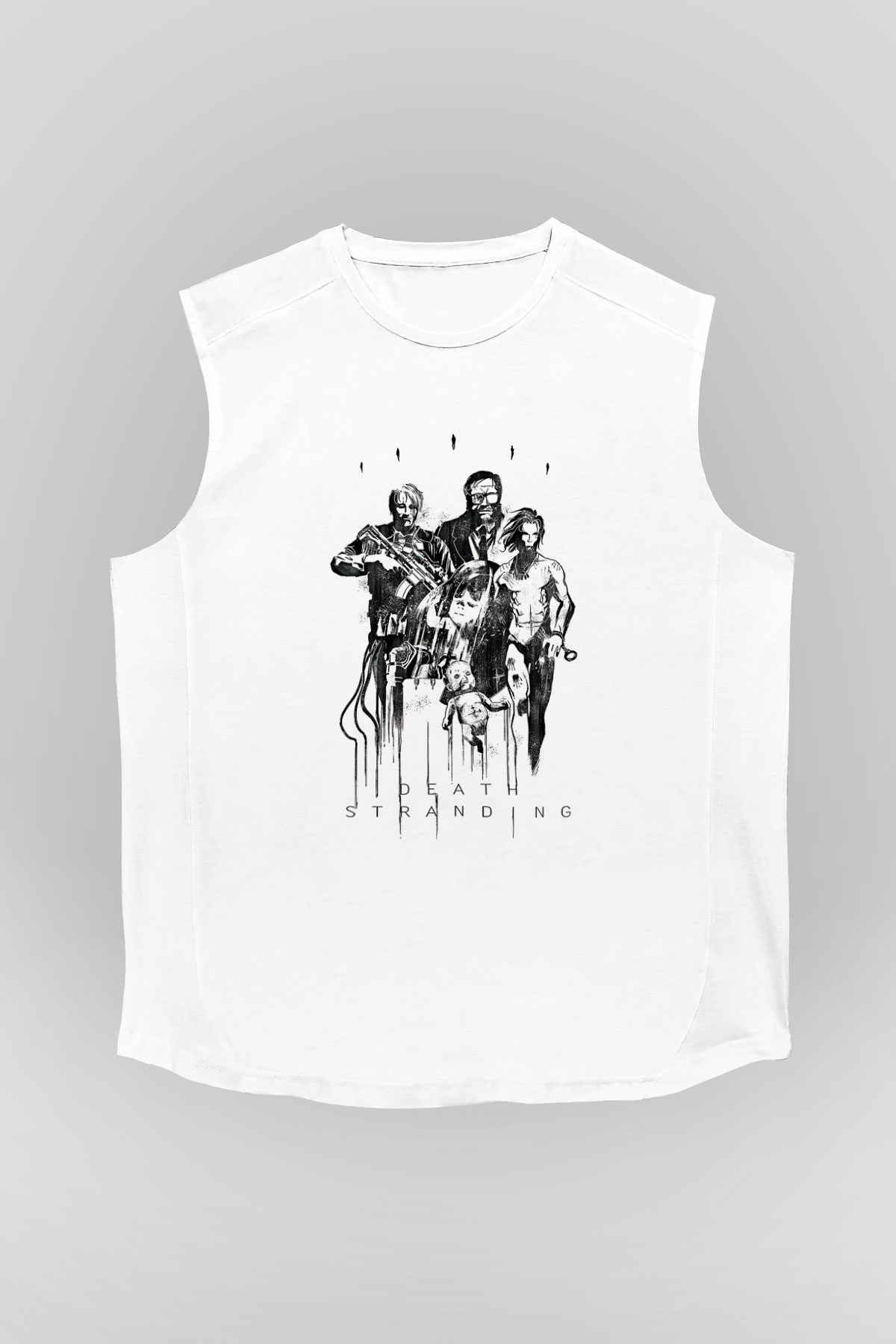 Death Stranding Baskılı Beyaz Unisex Kolsuz Tişört - Tshirt