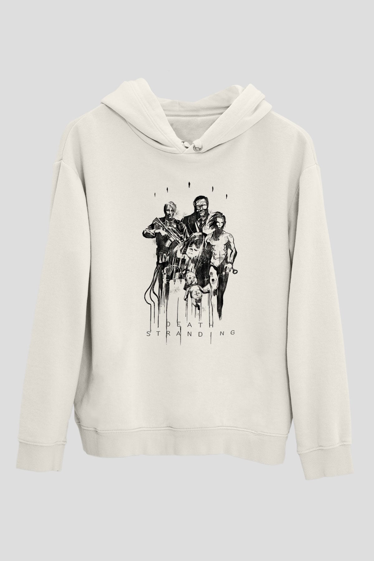Death Stranding Baskılı Beyaz Unisex Kapüşonlu Sweatshirt