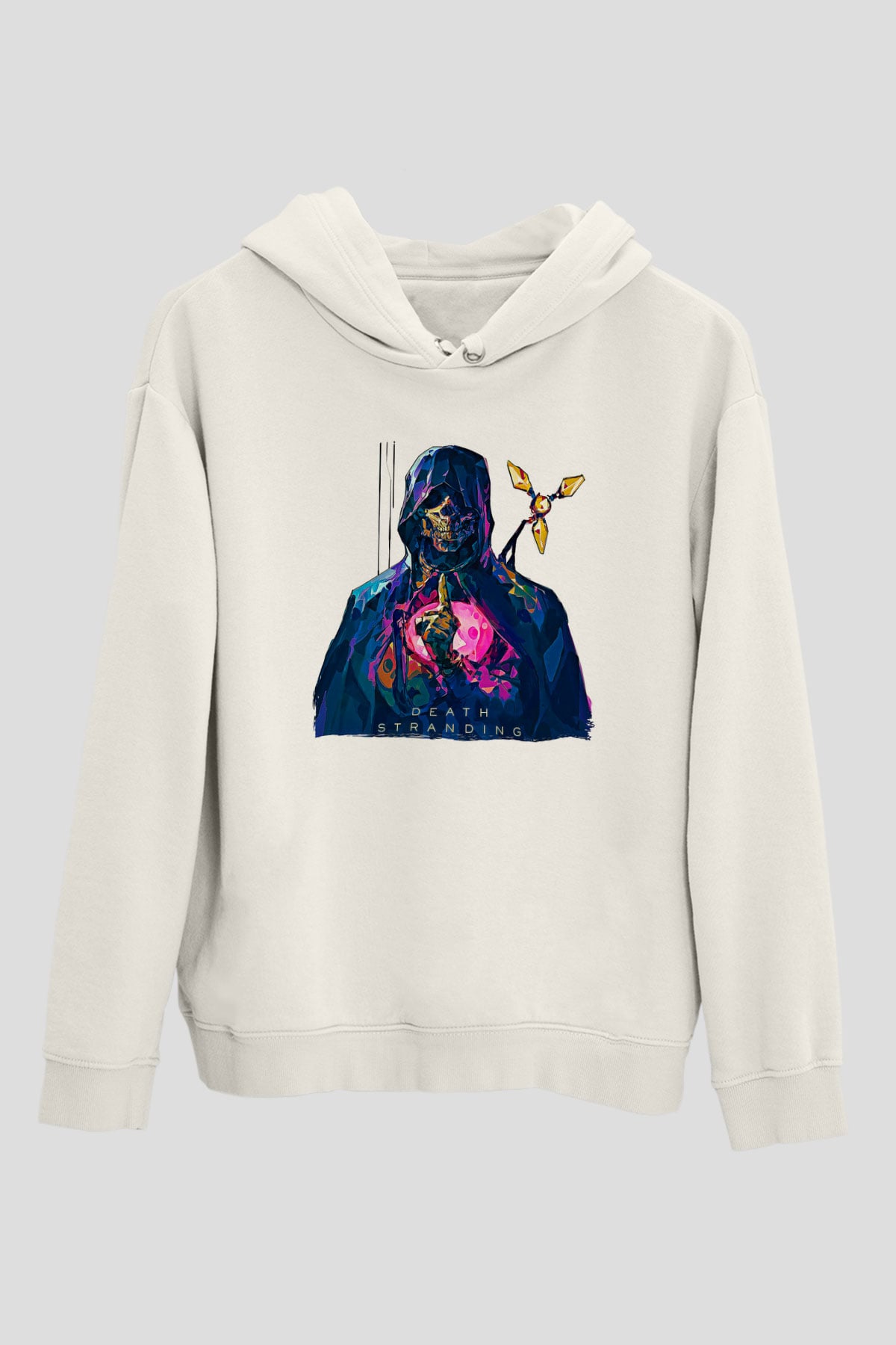 Death Stranding Baskılı Beyaz Unisex Kapüşonlu Sweatshirt
