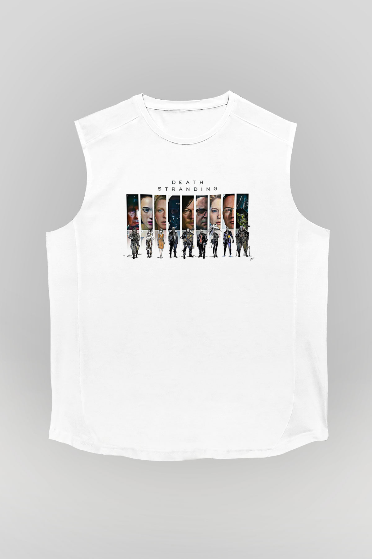Death Stranding Baskılı Beyaz Unisex Kolsuz Tişört - Tshirt