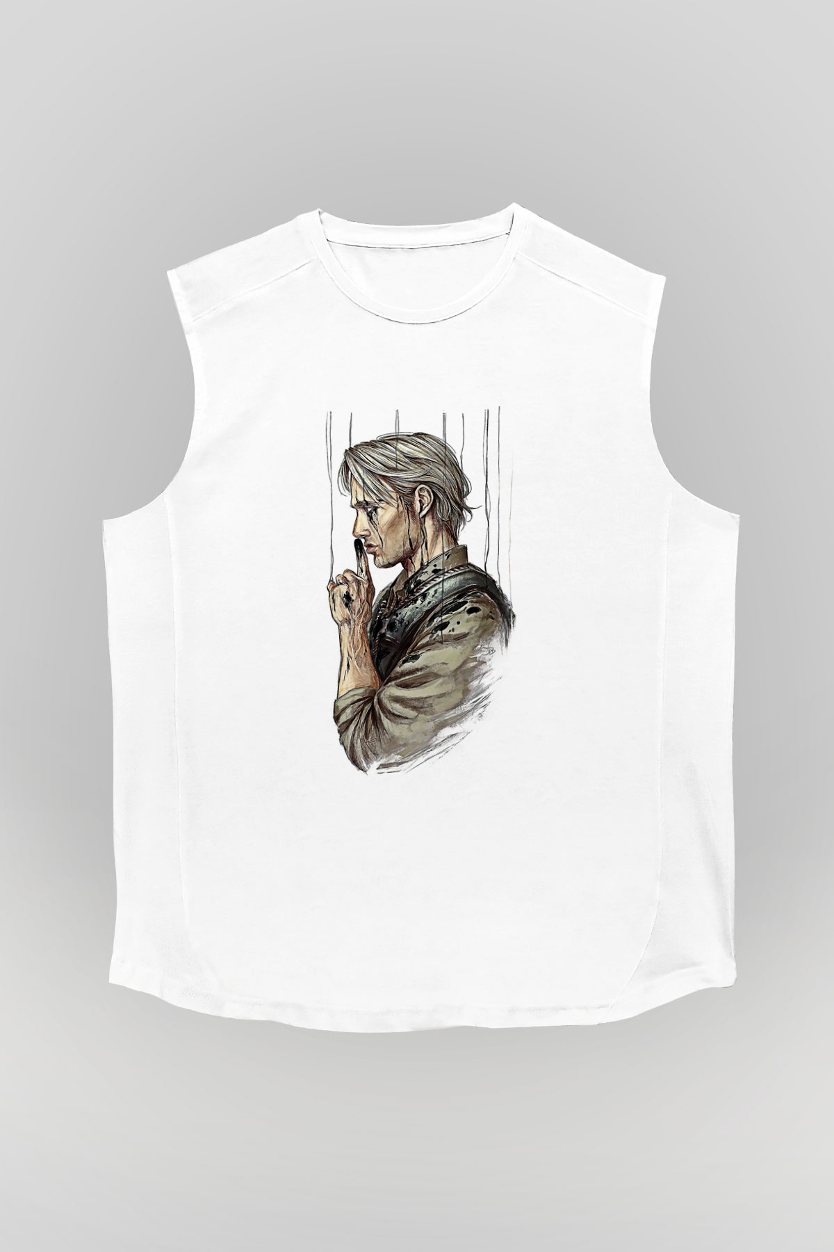 Death Stranding Baskılı Beyaz Unisex Kolsuz Tişört - Tshirt