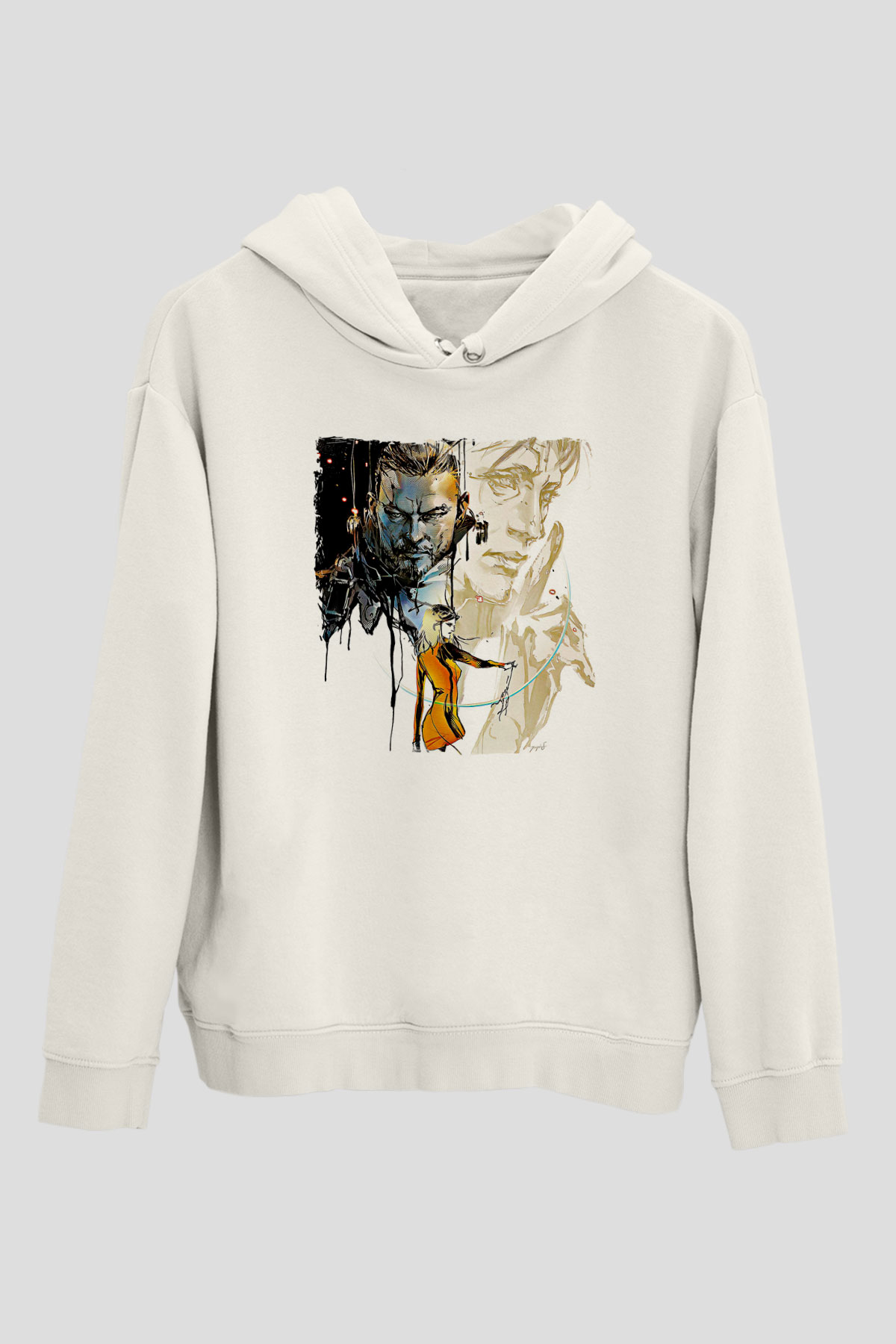 Death Stranding Baskılı Beyaz Unisex Kapüşonlu Sweatshirt