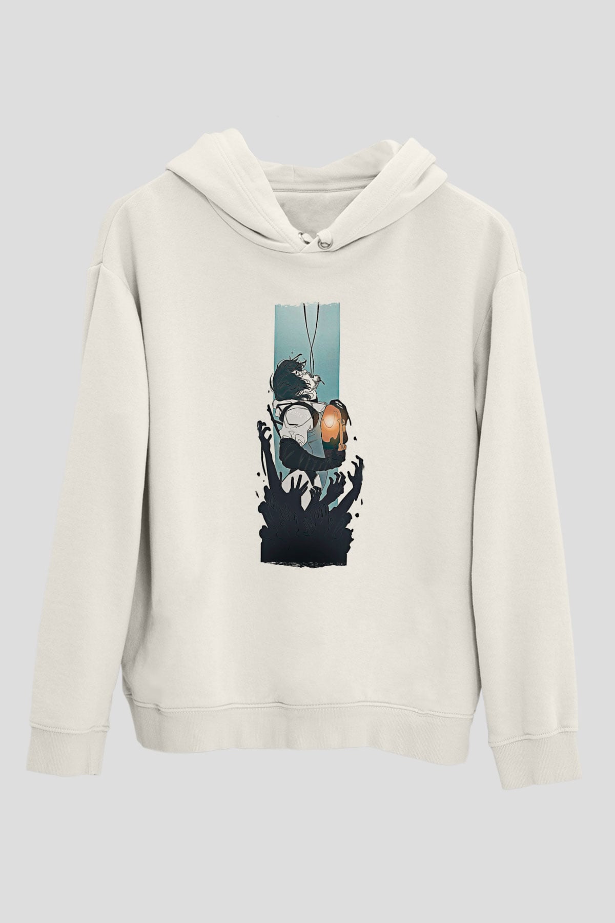 Death Stranding Baskılı Beyaz Unisex Kapüşonlu Sweatshirt