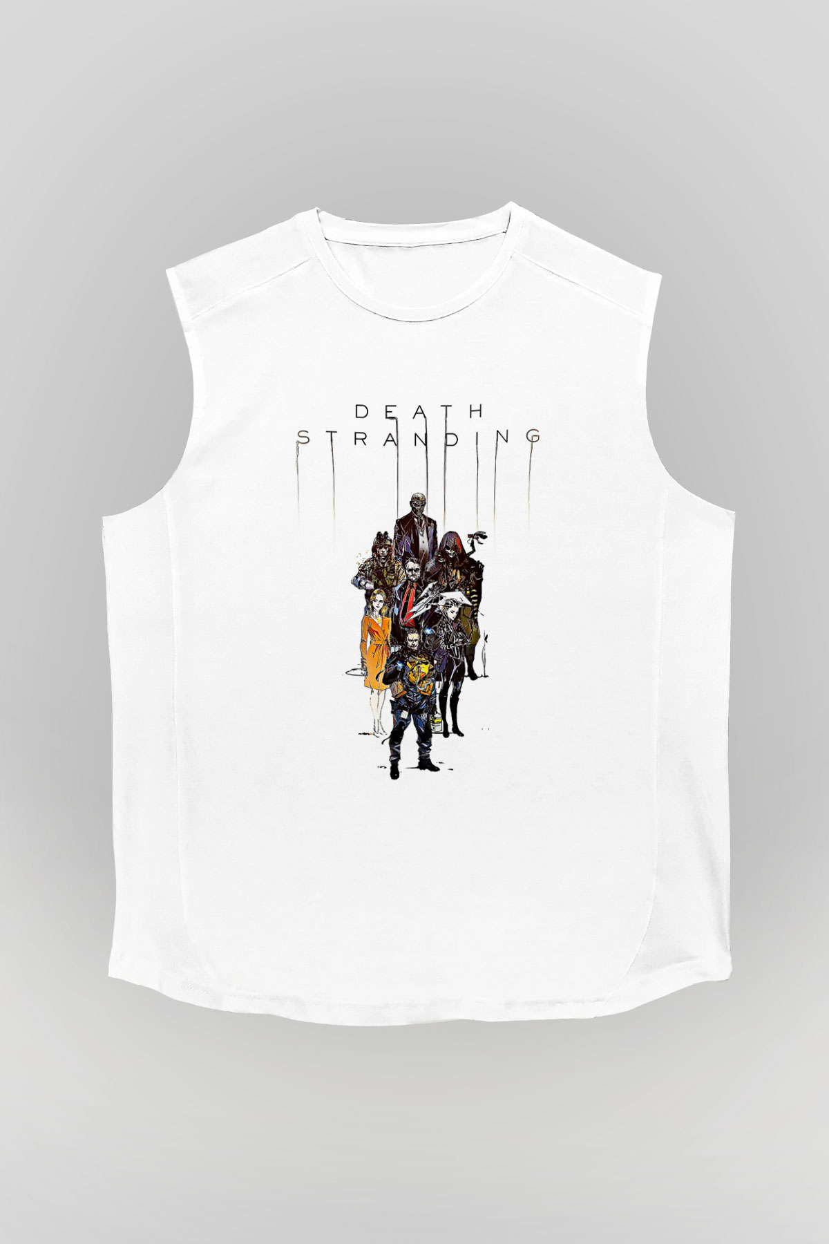Death Stranding Baskılı Beyaz Unisex Kolsuz Tişört - Tshirt