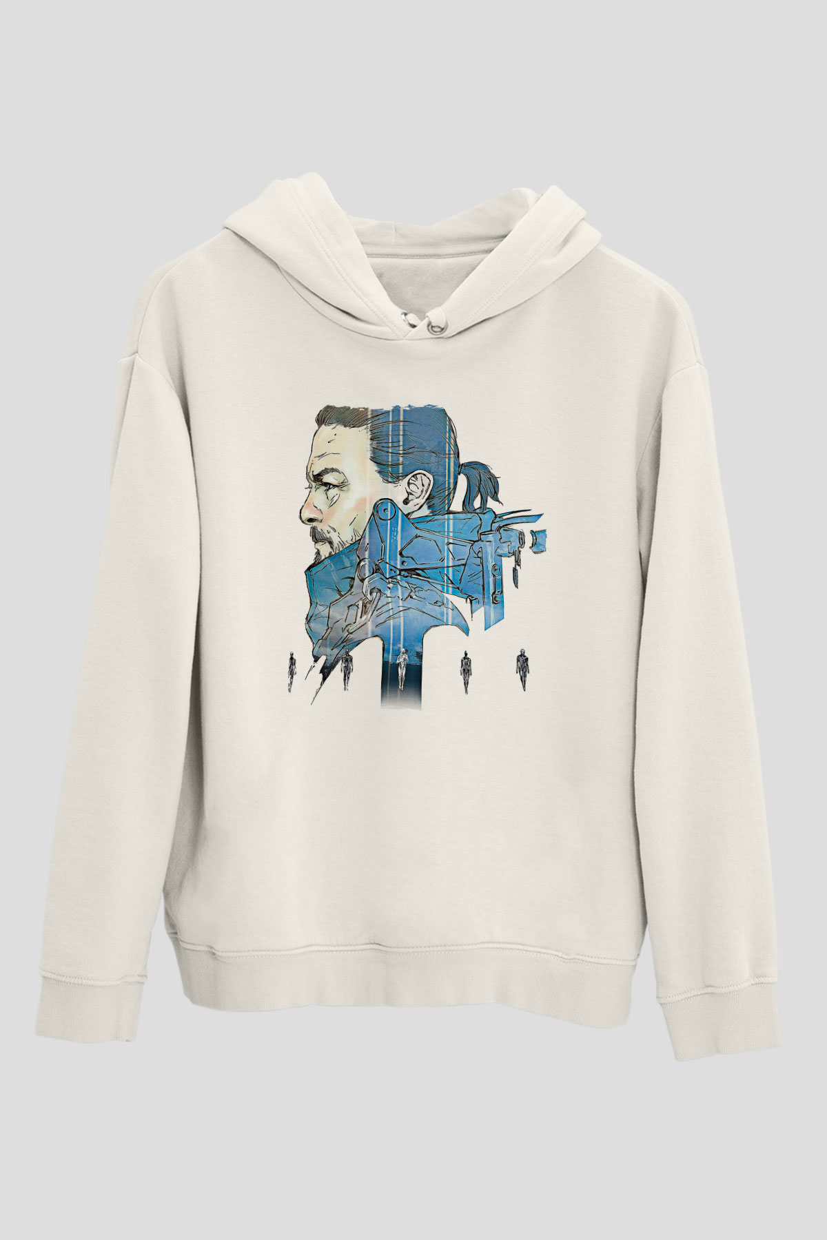 Death Stranding Baskılı Beyaz Unisex Kapüşonlu Sweatshirt
