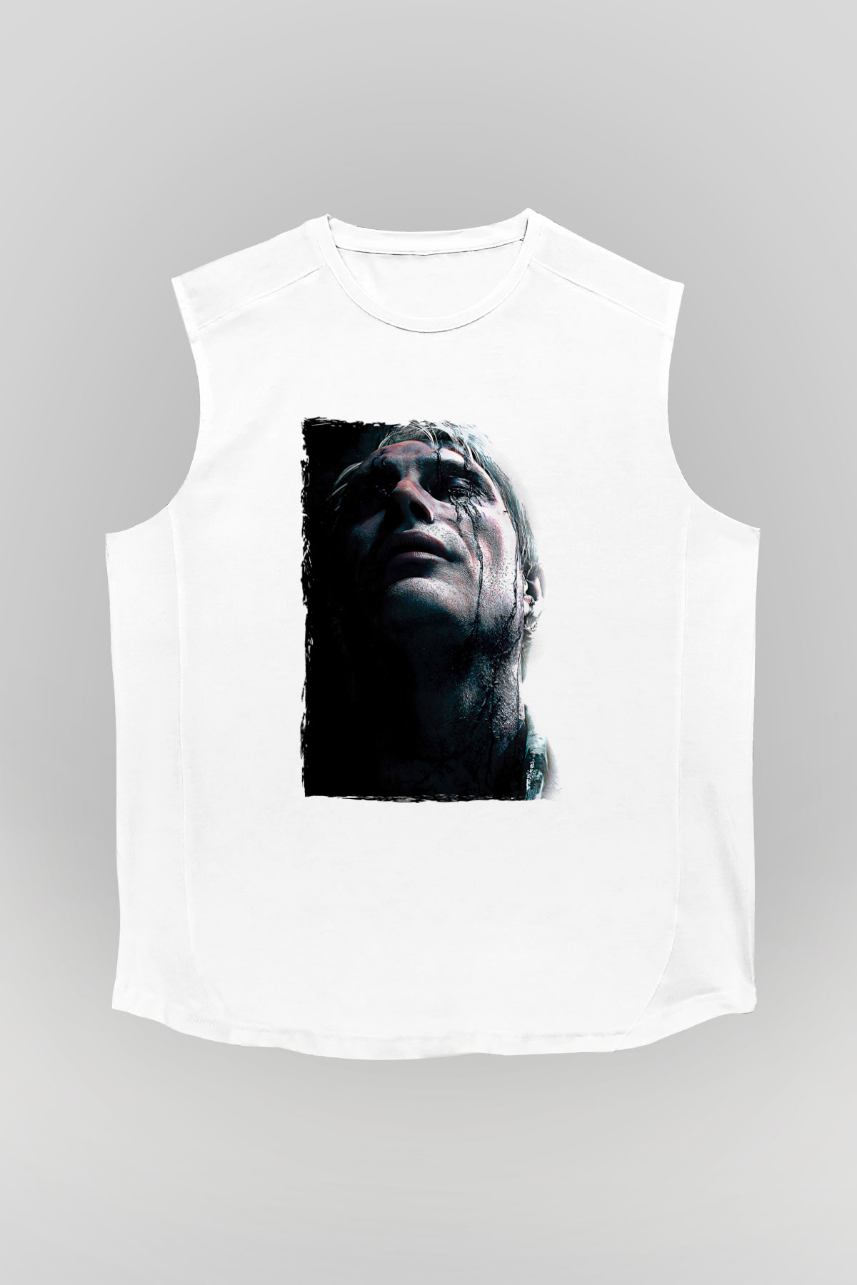 Death Stranding Baskılı Beyaz Unisex Kolsuz Tişört - Tshirt