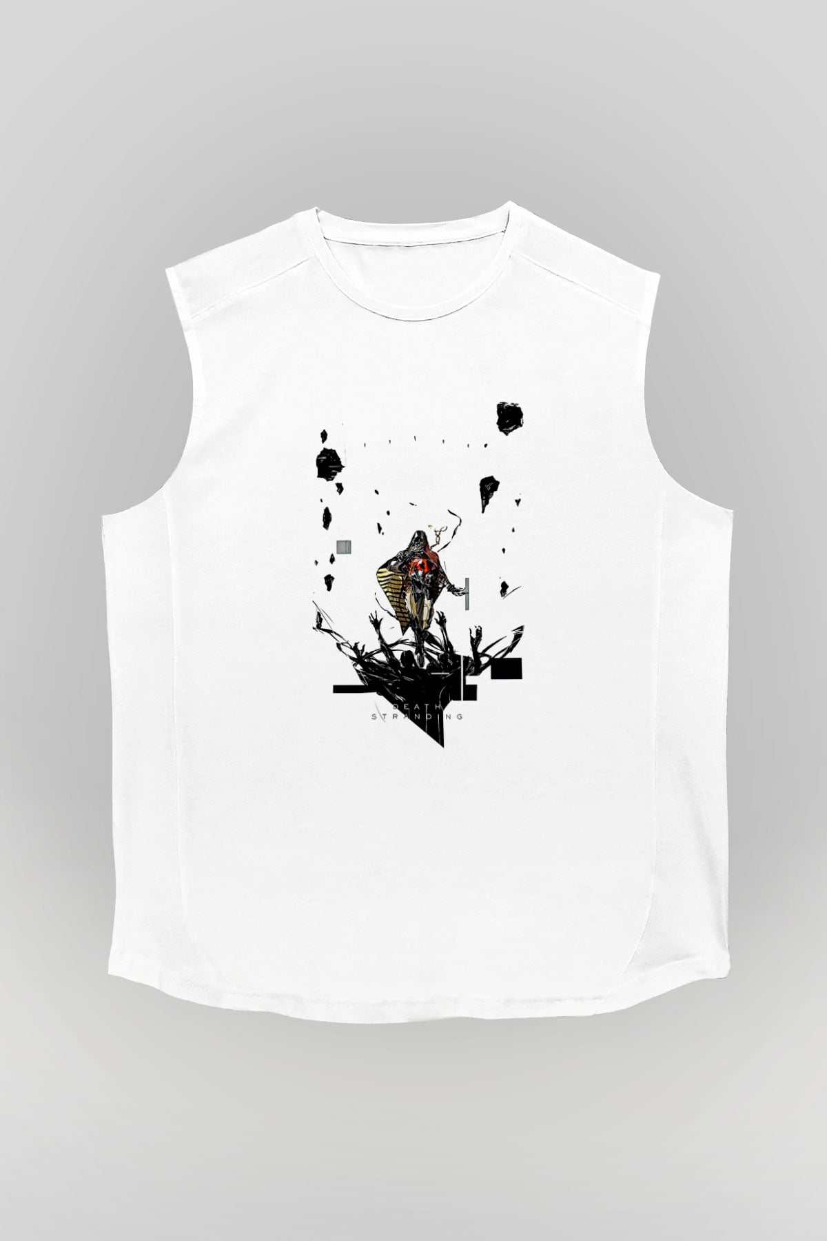 Death Stranding Baskılı Beyaz Unisex Kolsuz Tişört - Tshirt