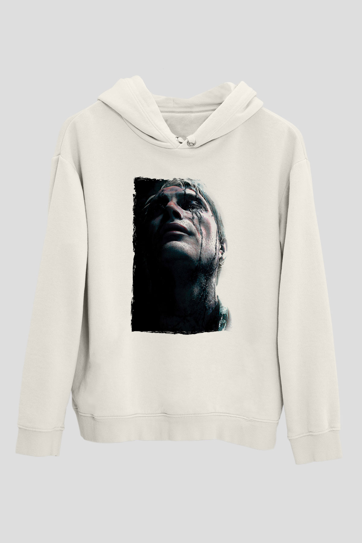 Death Stranding Baskılı Beyaz Unisex Kapüşonlu Sweatshirt