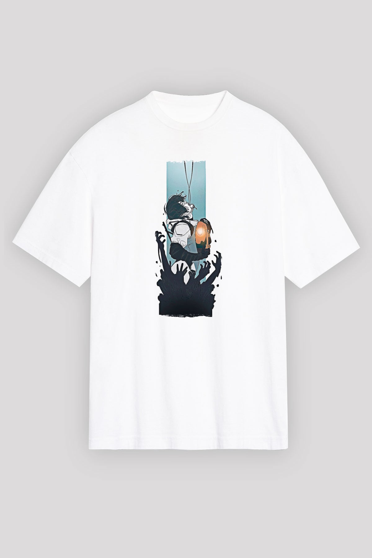 Death Stranding Baskılı Beyaz Unisex Oversize Tişört - Tshirt