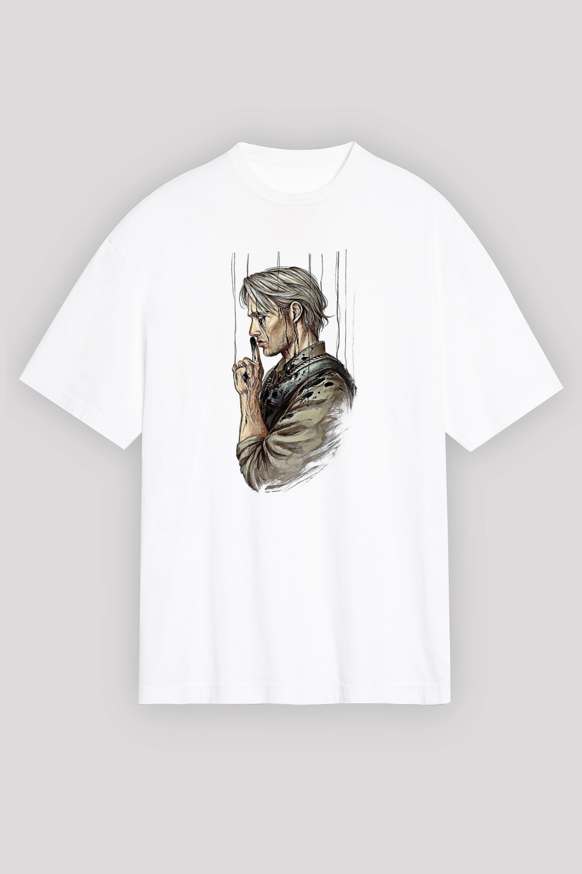 Death Stranding Baskılı Beyaz Unisex Oversize Tişört - Tshirt
