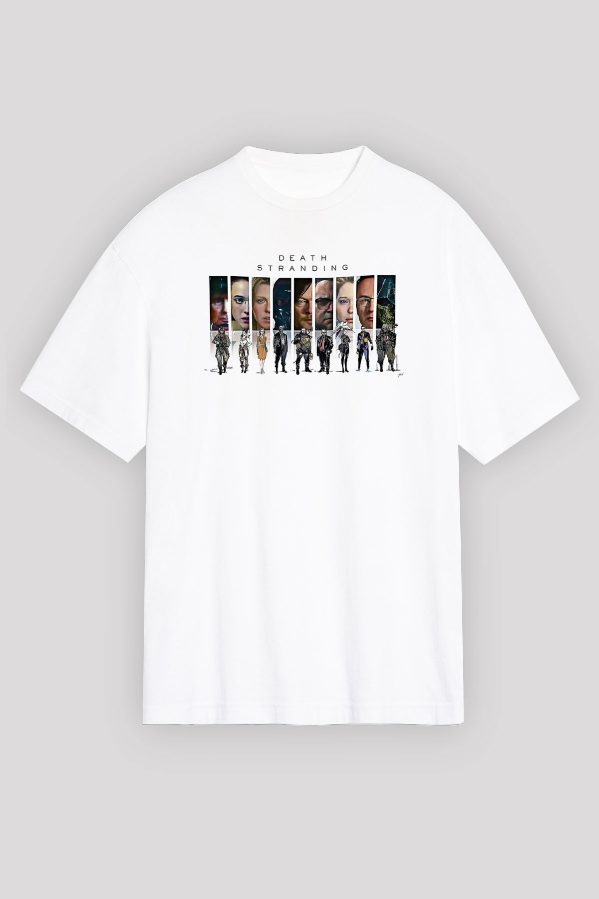 Death Stranding Baskılı Beyaz Unisex Oversize Tişört - Tshirt
