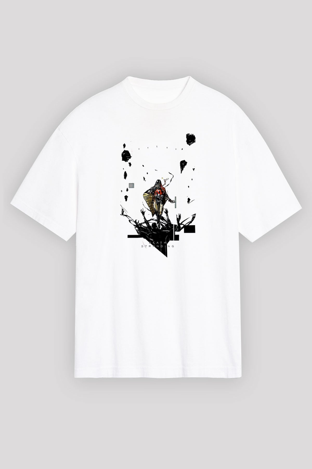 Death Stranding Baskılı Beyaz Unisex Oversize Tişört - Tshirt