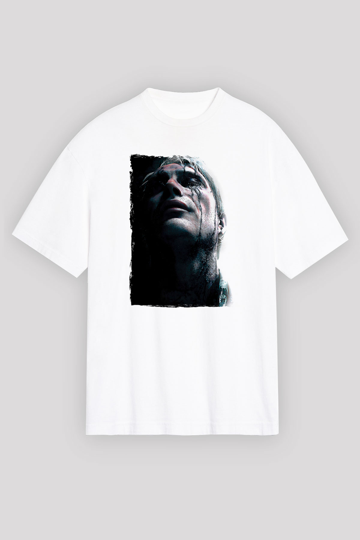 Death Stranding Baskılı Beyaz Unisex Oversize Tişört - Tshirt
