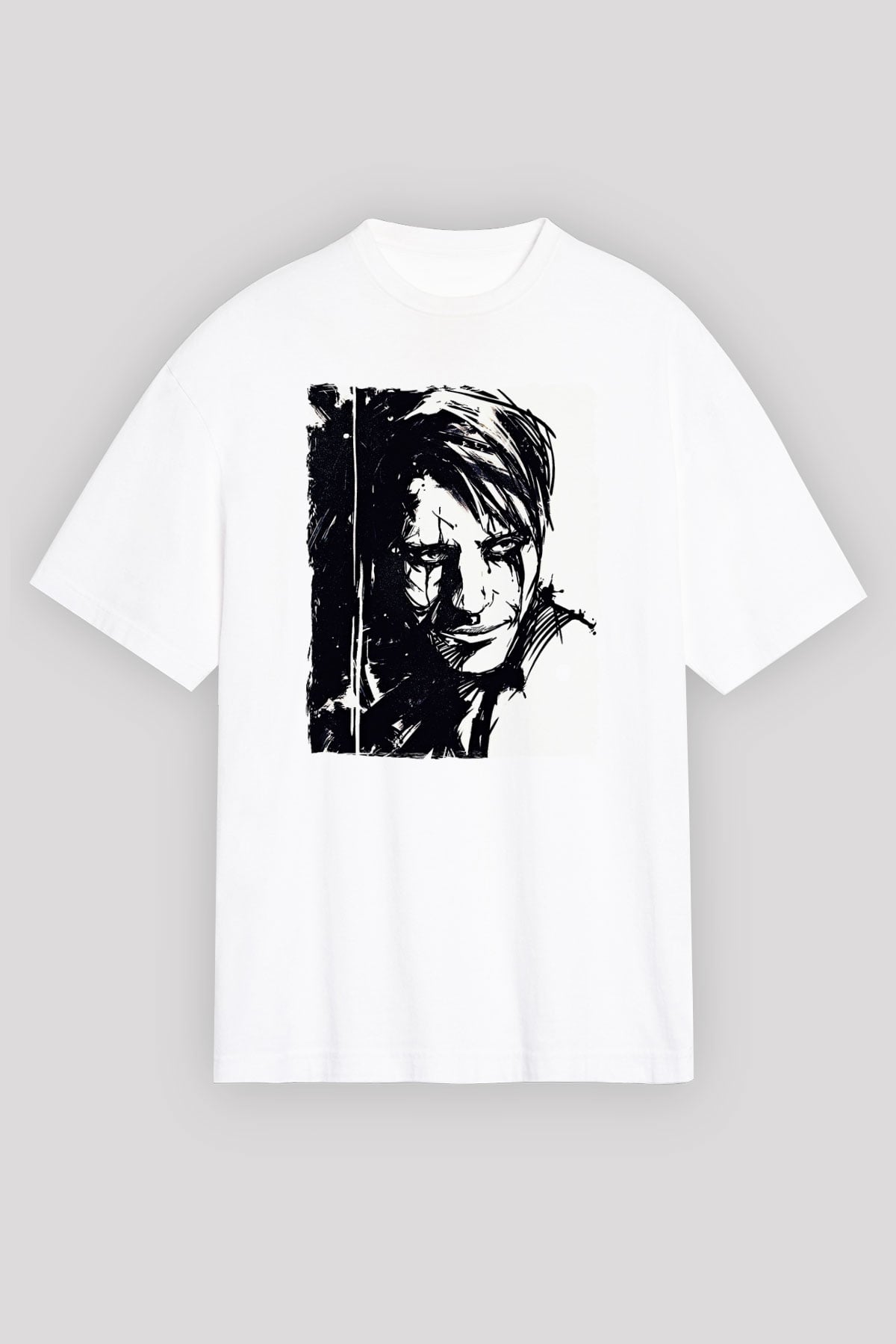 Death Stranding Baskılı Beyaz Unisex Oversize Tişört - Tshirt