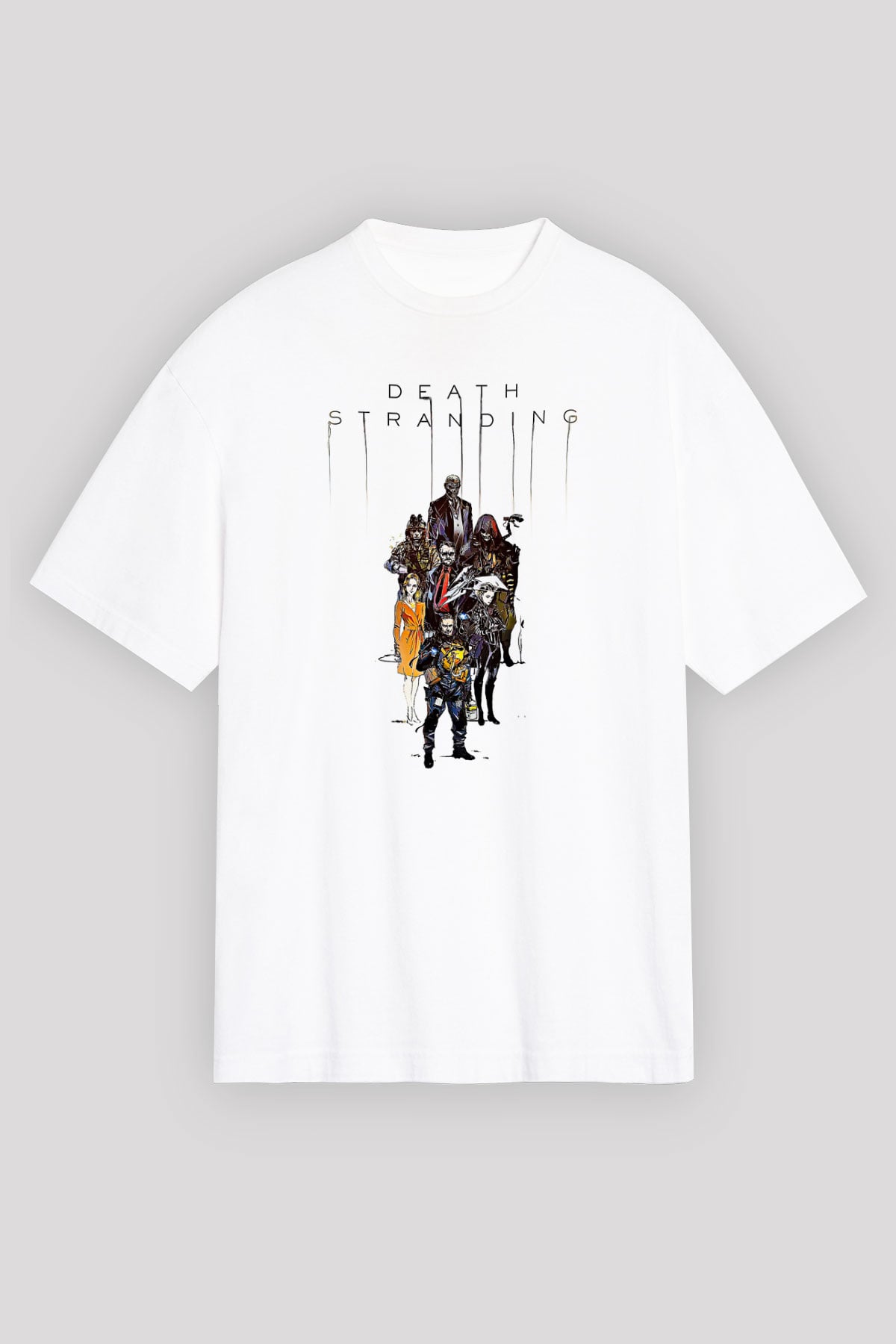 Death Stranding Baskılı Beyaz Unisex Oversize Tişört - Tshirt