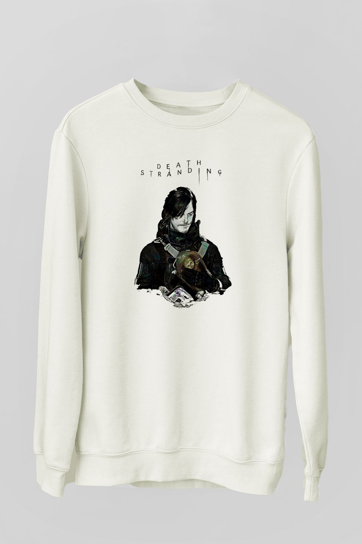Death Stranding Baskılı Beyaz Unisex Sweatshirt