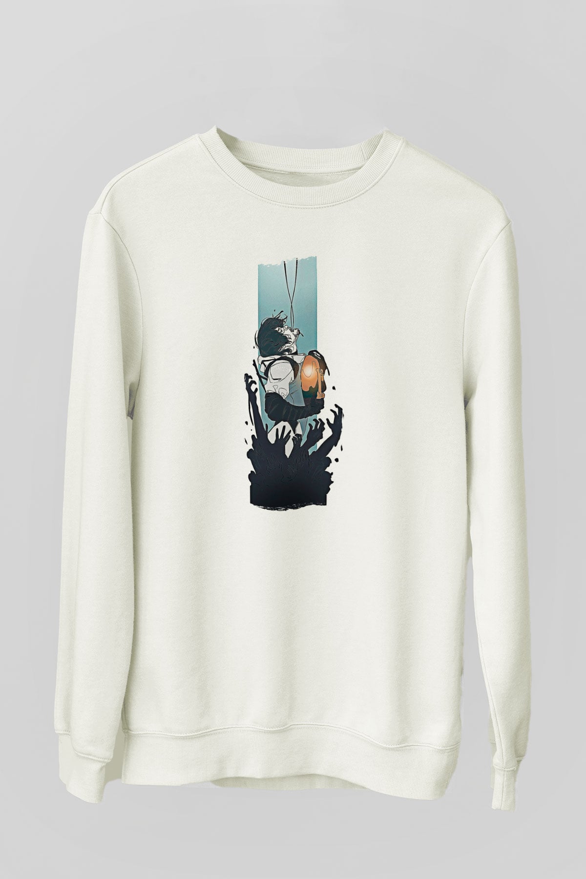 Death Stranding Baskılı Beyaz Unisex Sweatshirt