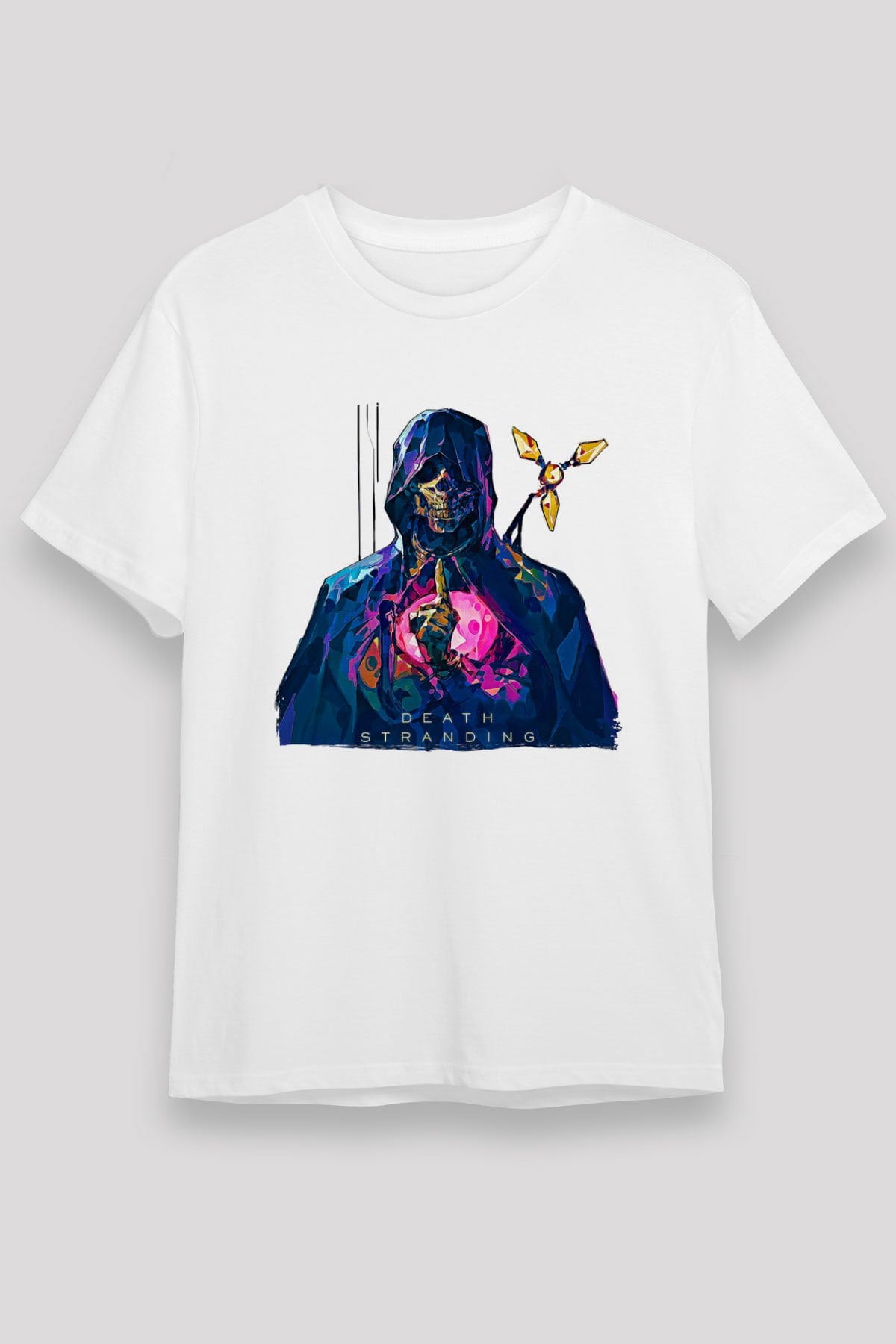 Death Stranding Baskılı Unisex Beyaz Tişört - Tshirt