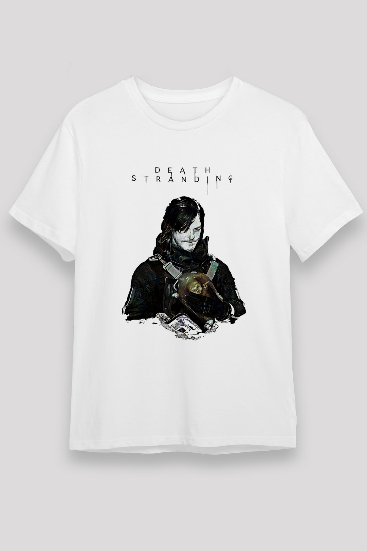 Death Stranding Baskılı Unisex Beyaz Tişört - Tshirt